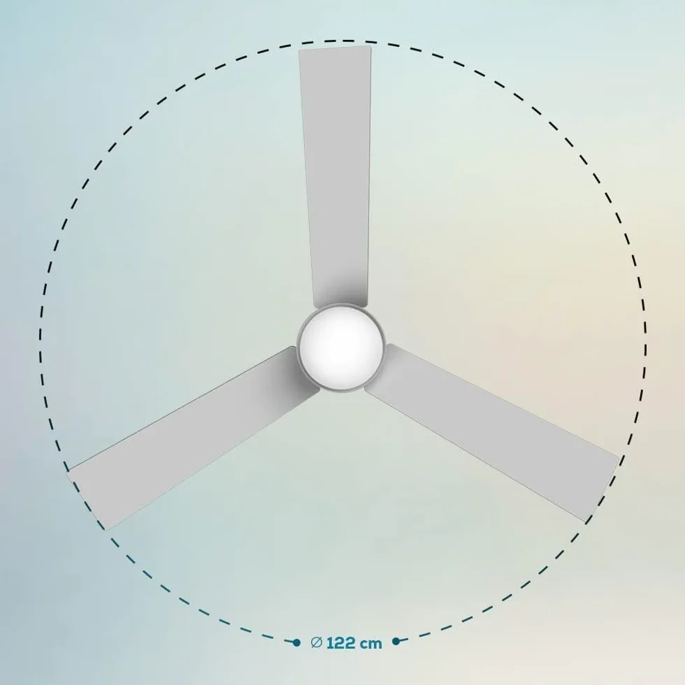 Cecotec Ventilatore da soffitto con luce EnergySilence Aero 4850 Style White. 30 W, diametro 48" con 3 pale, telecomando, motore DC, 6 velocità, modalità Winter-Summer e Natural Breeze
