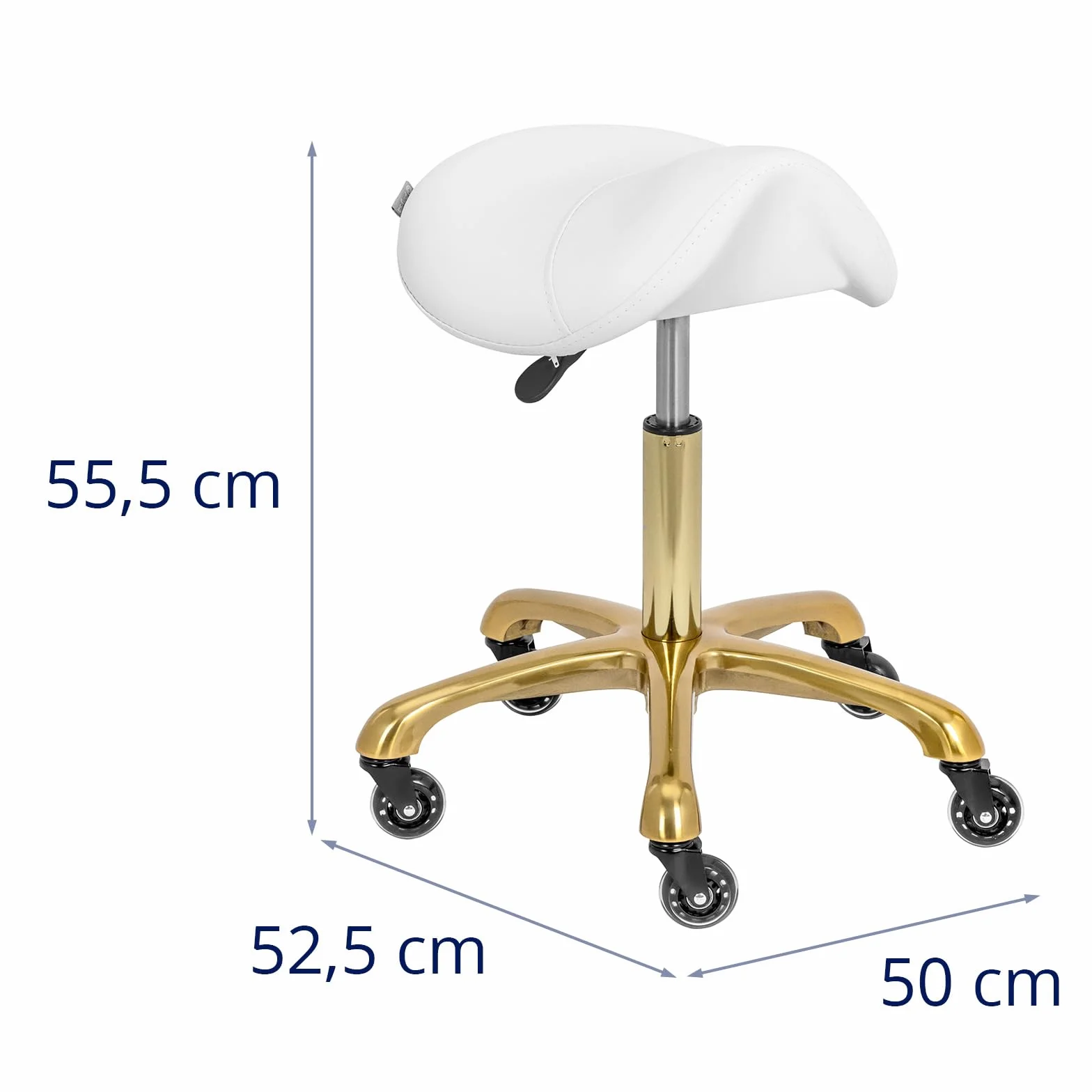 physa PHYSA YORK WHITE_GOLD Sgabello a sella 55 - 70 cm 150 kg Bianco, oro Sgabello ergonomico a sella Sgabello a sella ergonomico Sgabello tondo Sgabello da scrivania