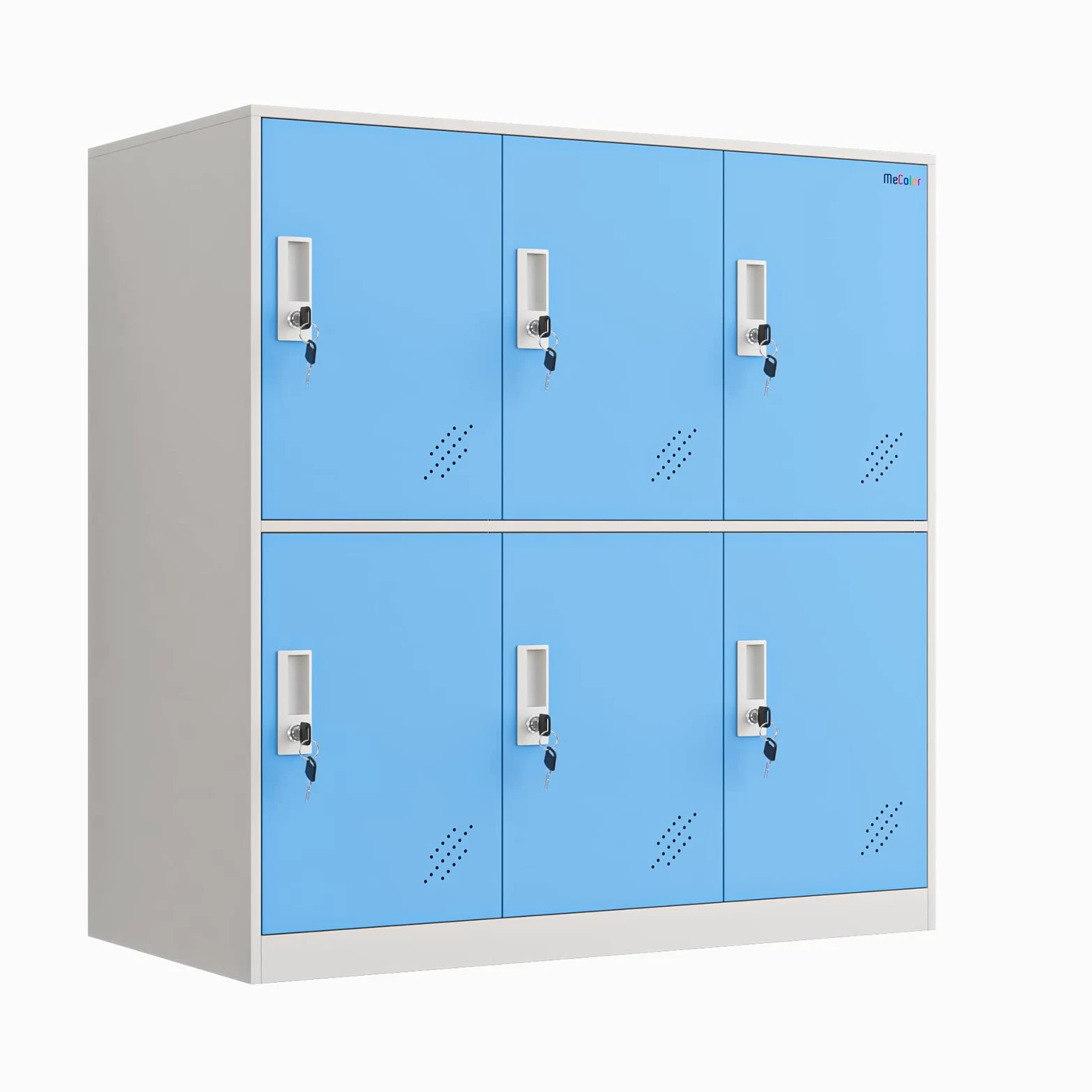 Armadietto in metallo a 9 ante, per salotto e scuola, per la casa, per ragazzi, stanza da letto e ufficio, con serratura, per vestiti, colore bianco, metallo, Blue, 6D