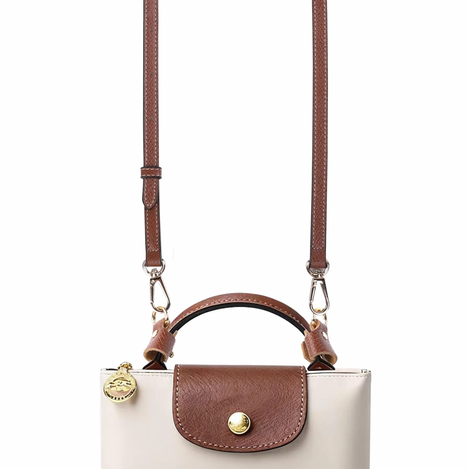 VINATO Tracolla Regolabile per Borsa 94-124 cm Marrone con Fibbia Dorata