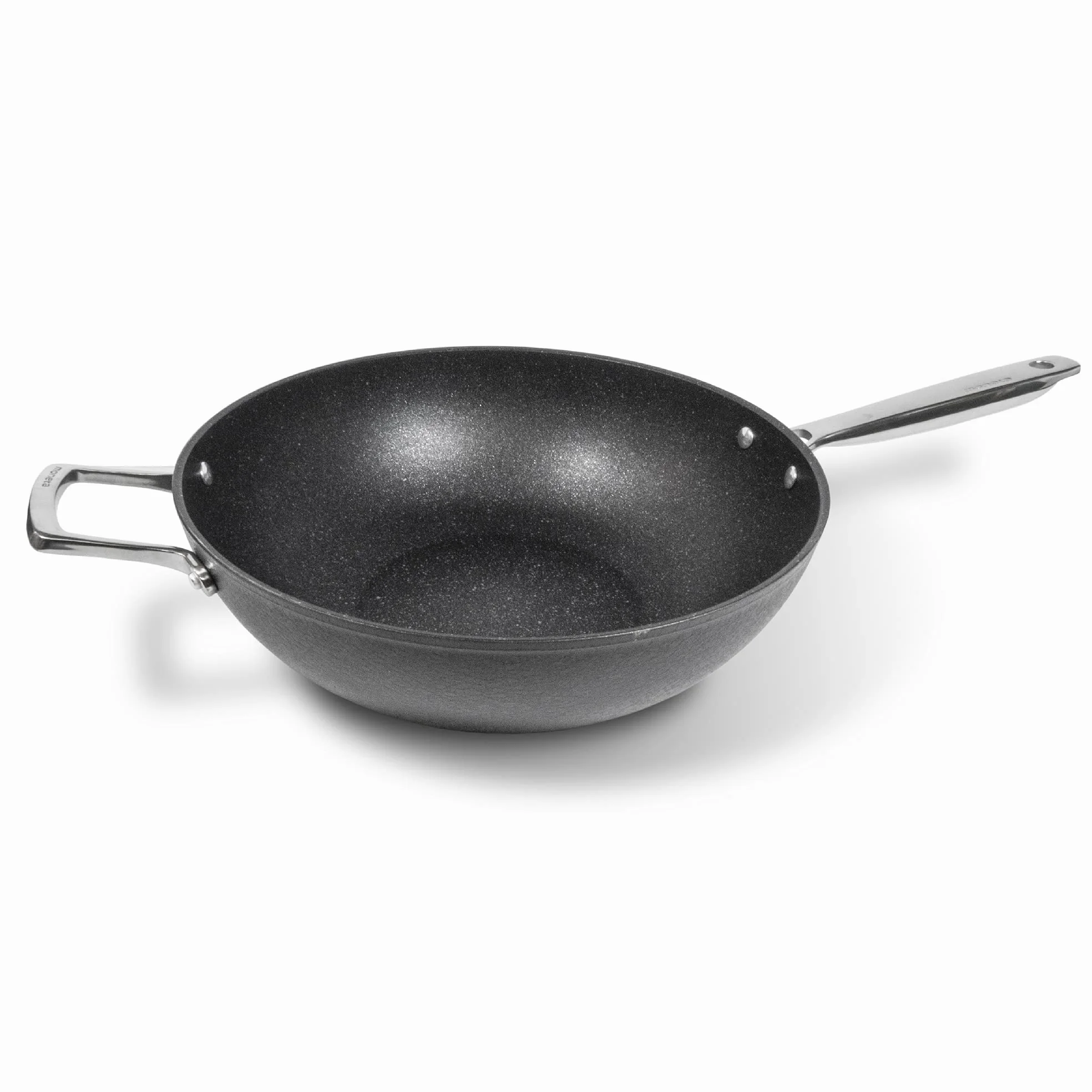 Moneta Armonia Wok 32 cm, 1 Manico + Maniglia per Ogni Tipo di Piano Cottura