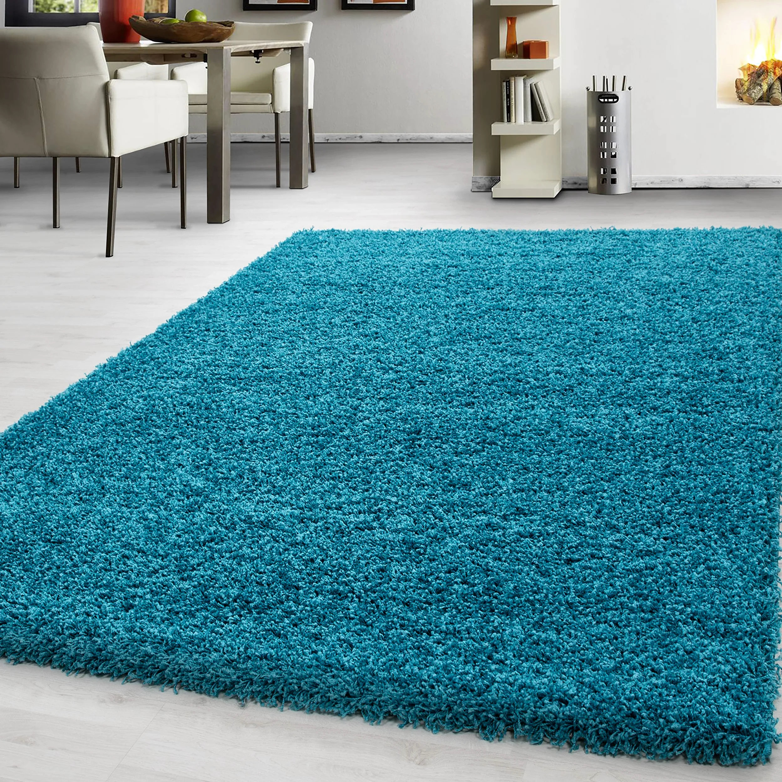 Teppium Moderno Tappeto Salotto Grande 300x400 cm Turchese - Shaggy Tappeto per scendiletto Camera da Letto, Cucina y Soggiorno - Tappeto Morbido y Fluffy, Monocromatico, facile manutenzione