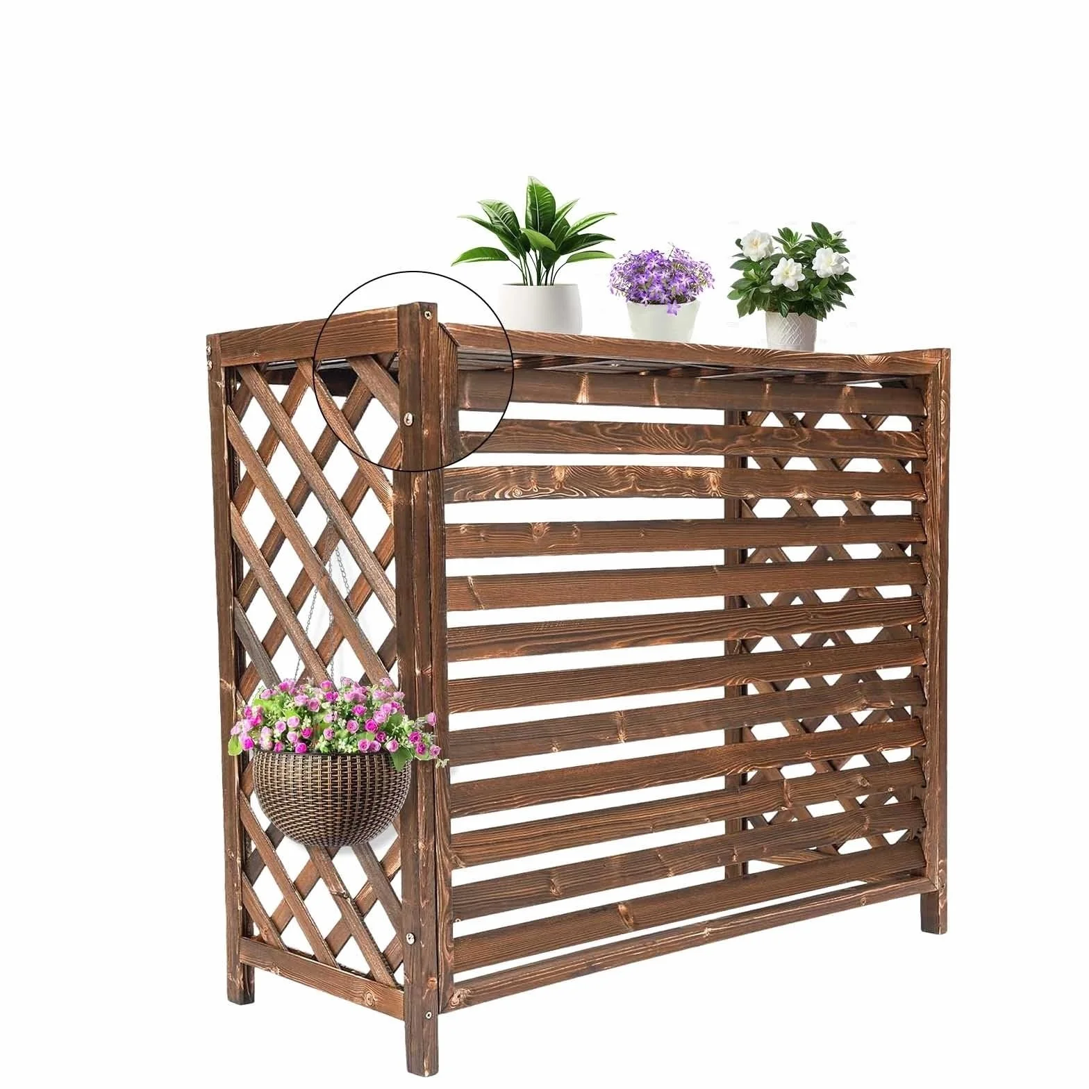 Copri Condizionatore da Esterno in Legno Ispessito 95x40x89cm per Giardino