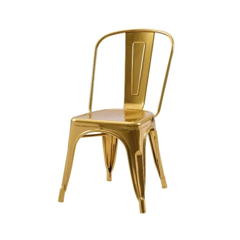 Kosmi Set di 4 sedie stile industriale in metallo color oro, finitura lucida