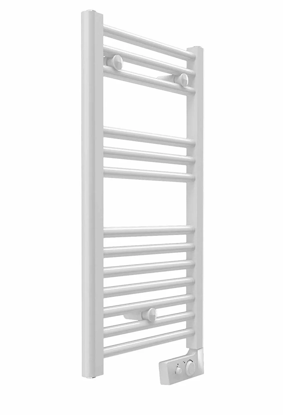 Cortina Scaldasalviette Elettrico, Termoarredo Bagno a 13 Barre con Termostato Analogico, Kit Fissaggio e Liquido Termoconvettore Precaricato, Bianco, 300W, 72 x 40 Centimetri