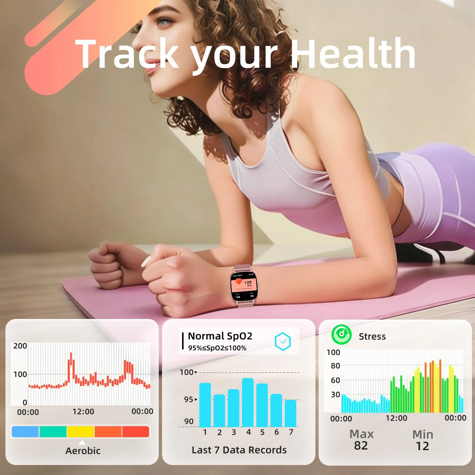 coioc Smartwatch Donna,2 Cinturini,Risposta/Effettuazione Chiamate,Schermo Ultra Nitido1.85'' HD,Fitness Tracker Frequenza Cardiaca/Sonno/SpO2,Compatibile IOS/Android,120+Modalità Sportive,IP68