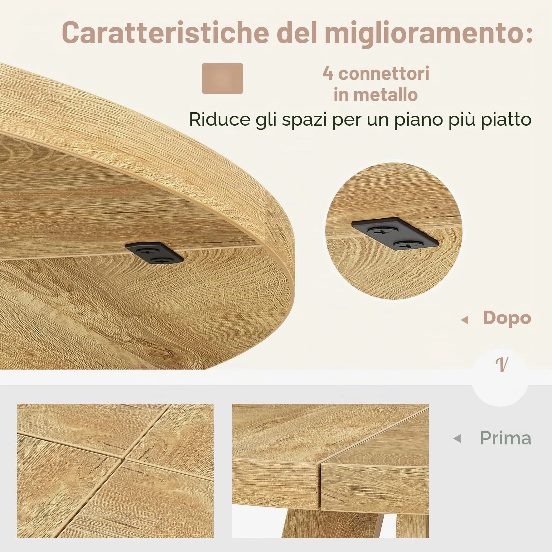 Tribesigns, tavolo da pranzo rotondo in legno da 119 cm per cucina, tavolo da 119 cm per 4-6 persone, mobili in stile fattoria con piano in legno e base a croce, legno chiaro