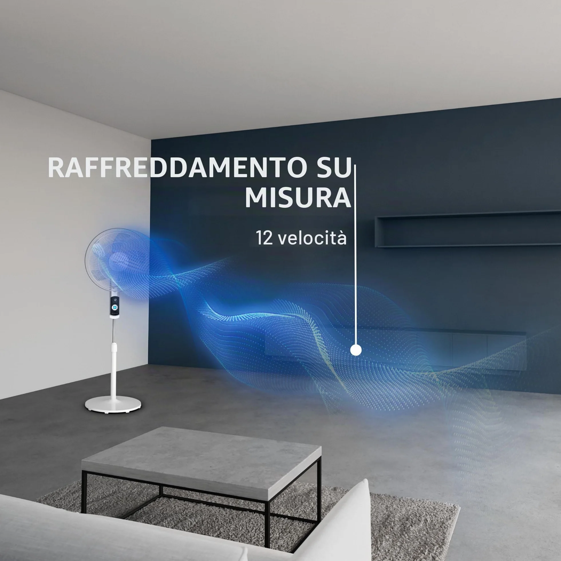 Rowenta Turbo Silence, Ventilatore a Piantana Potente, 12 Velocità Regolabili, Ventilatore Silenzioso, Oscillazione 120 gradi, Altezza Regolabile, Elevata Efficienza Energetica, VU5650