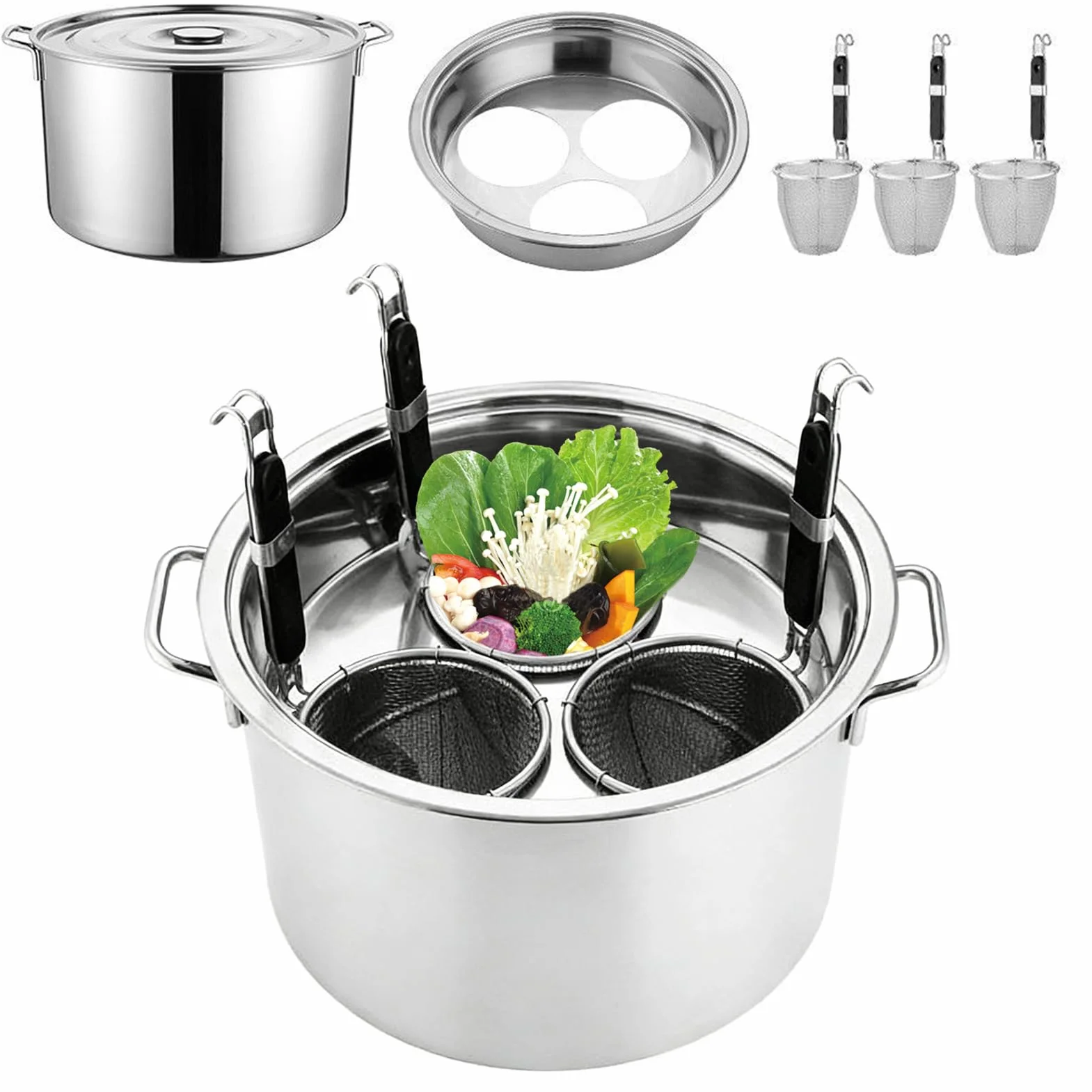 Pentola per pasta con cestello | Forniture per bollire noodle in acciaio inox – Pentola con colino, per principianti professionisti, preparazione pasti, feste, riunioni di famiglia, verdure, zuppe