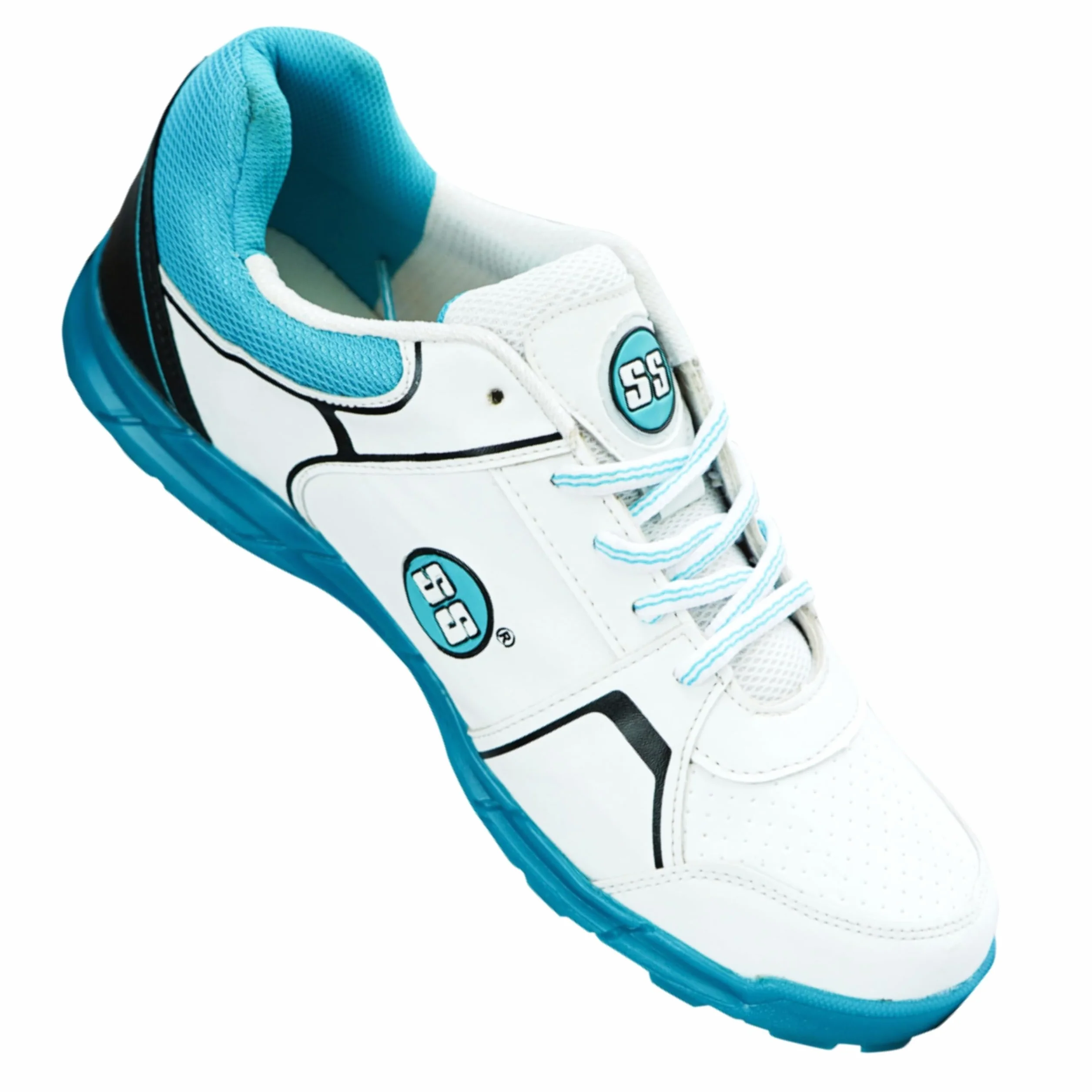 SS Josh Cricket Shoes | Color: White-Sea Green | Size: UK7/ US8/ EU41 | Material: PU & Mesh | for Mens & Boys | Lightweight | Durable And Long Lasting Performance