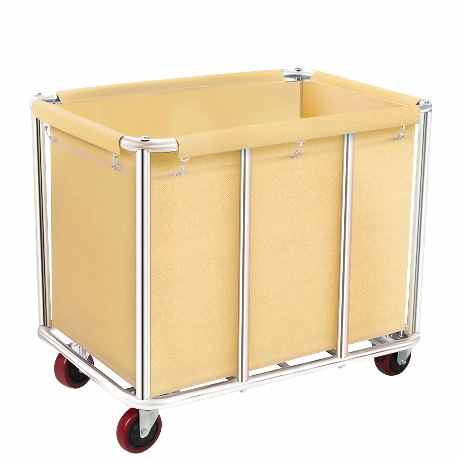 Carrello per lavanderia pesante commerciale, grande carrello portaoggetti in acciaio inox con ruote, cesti di rotolamento, camion con fodera rimovibile in tela per Lndustrial/Home 400L