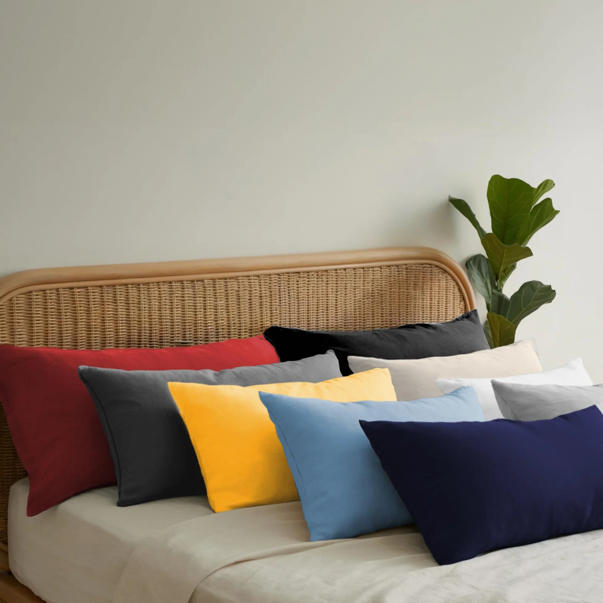 Dreamzie Federe Cuscini 30x30 Set di 2 Giallo 100% Jersey di Cotone Copri Cuscino