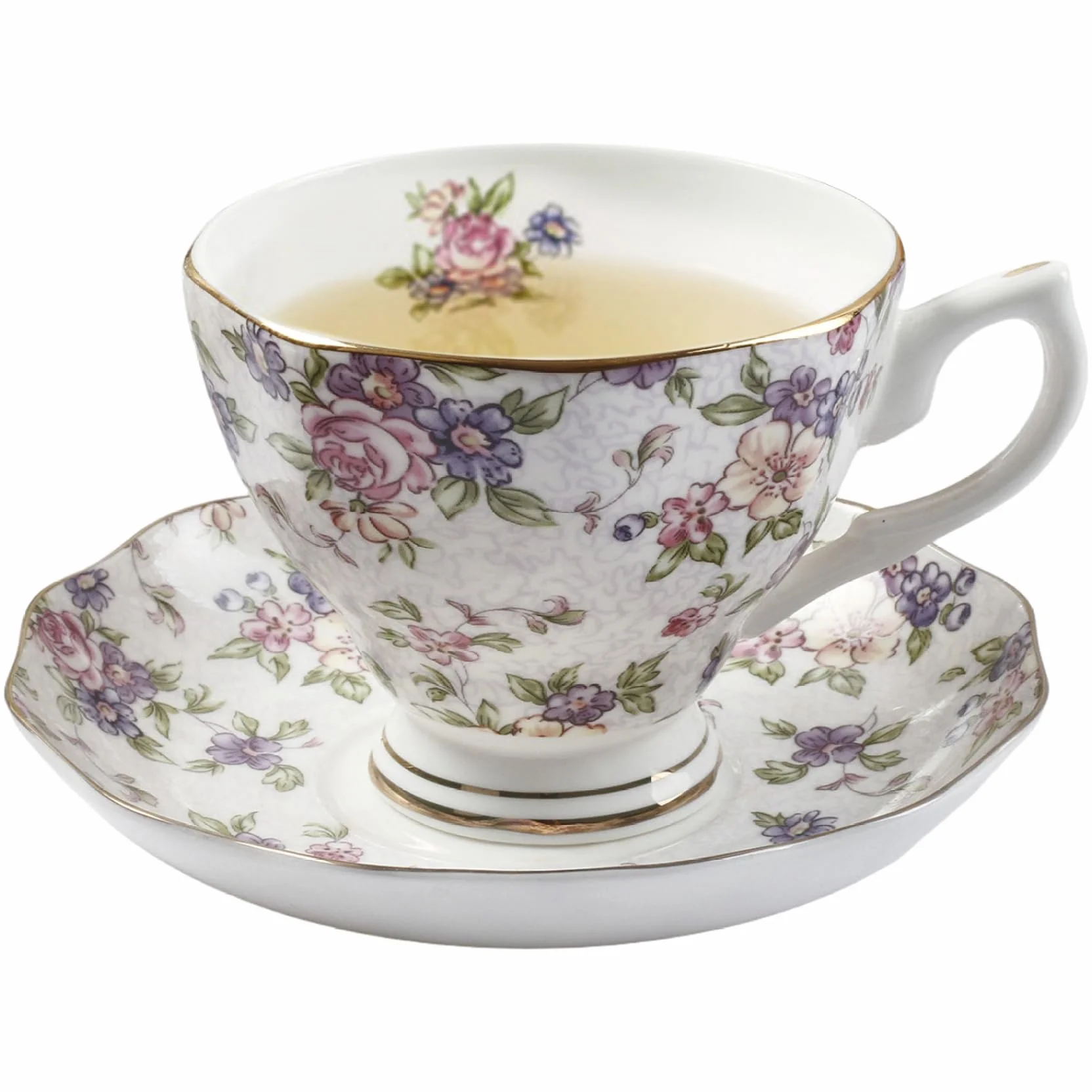 Set da tè in bone china Elegante tazza floreale e piattino da tavola per la casa