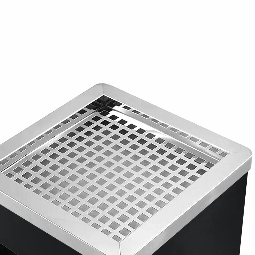 HUOLE Pattumiera con Posacenere Acciaio Inox Contenitore Cestino Design Elegante Funzionale Raffinato Inserti Rimovibili Robusto Capacità - Nero (2pz) 30 * 24 * 60 cm - 48 l