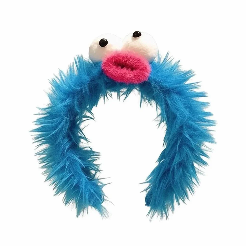Cerchietto Mostro Biscotto in Peluche Blu per Halloween Carnevale