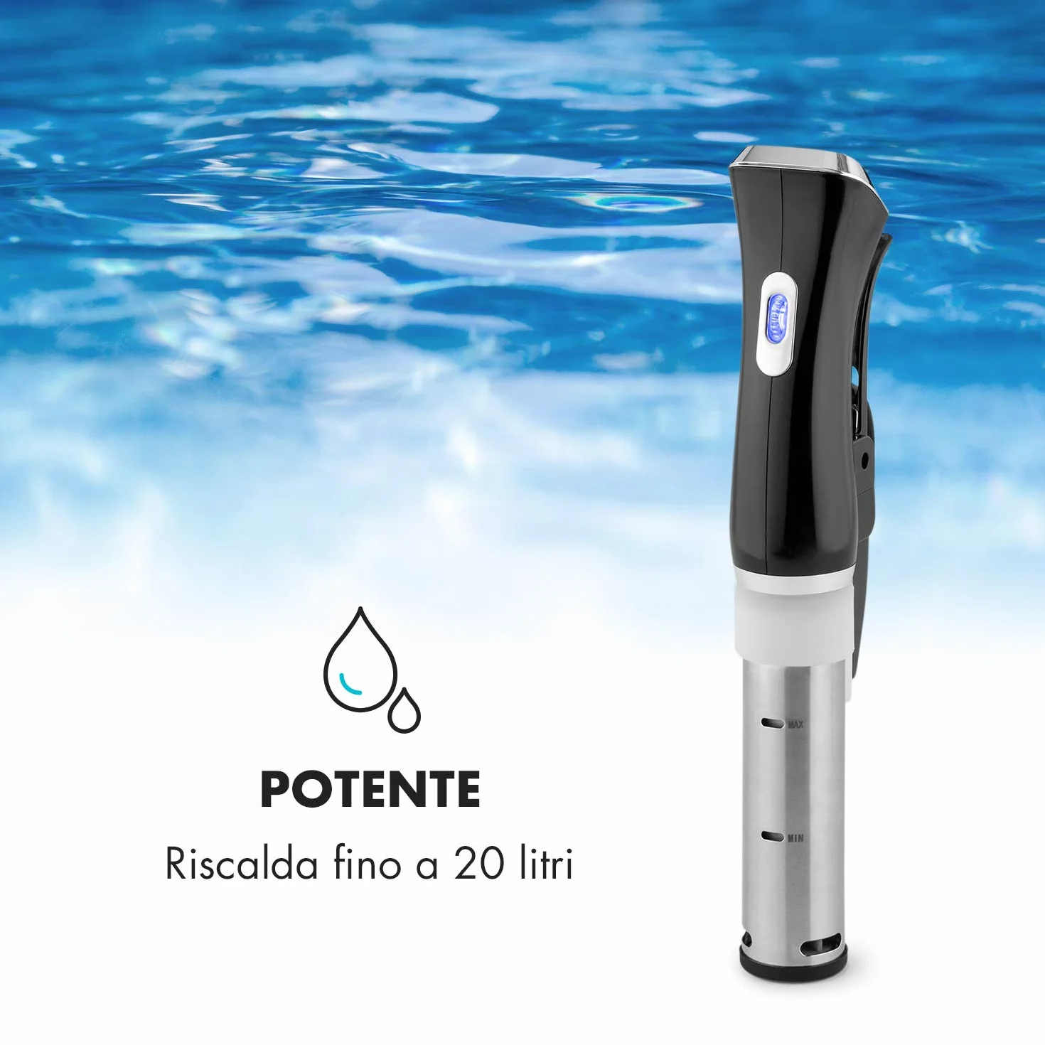 KLARSTEIN Quickstick Sous Vide Cooker 3D - Circolatore per Cottura Sous Vide, 1300W, 50-95 °C, Nero