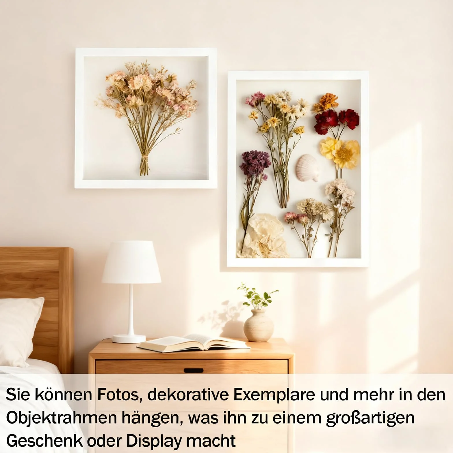 Cornice Portafoto 3D, 30 x 40 cm, Cornice Profonda da Riempire, con Lastra Acrilica Trasparente, Cornici 3D Rettangolare, Cornici per Lggetti in Legno, per Regali di Ricordo di Famiglia, Bianco