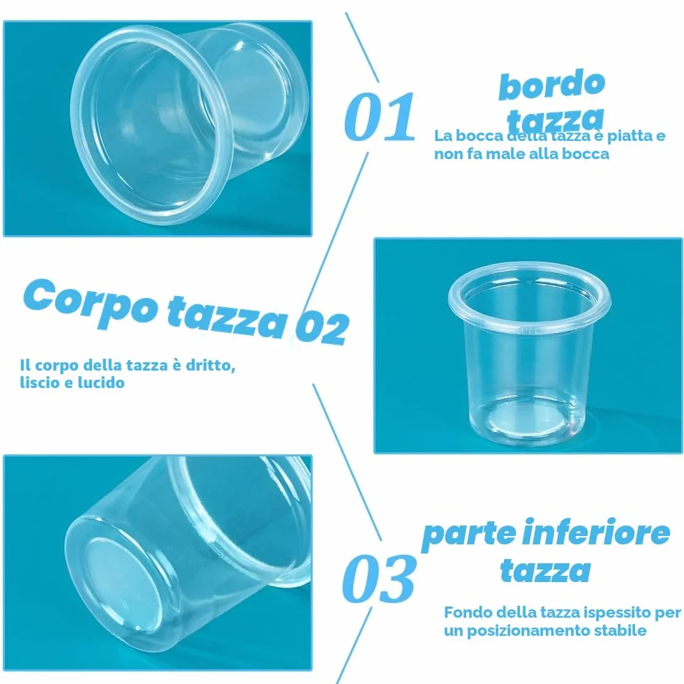 Bicchieri in Plastica Trasparente 20ml 2cl da Shot Riutilizzabili 300 Pz