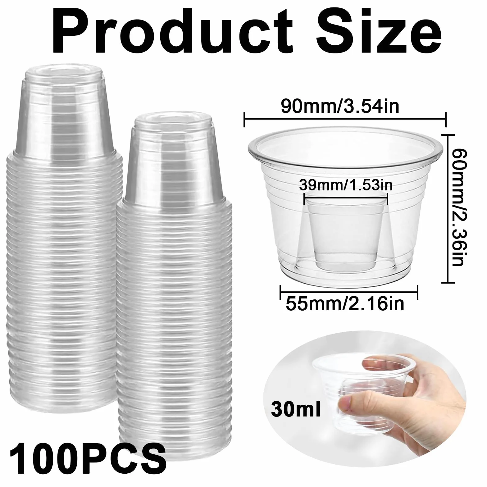 Bicchieri in Plastica Trasparente 100 Pz 175+25ml da Shot Cocktail Riutilizzabili