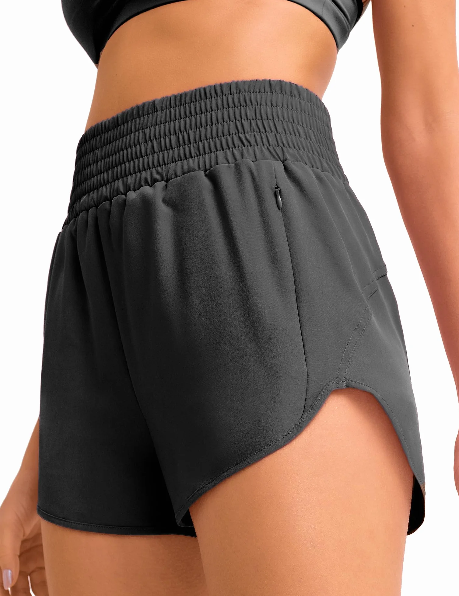 Yogaration Pantaloncini Palestra Donna, Shorts Running con Tasche Zip, Pantaloncini Donna Sportivi Leggeri Traspiranti con Fodera Interna, Vita Alta per Fitness Corsa Allenamento