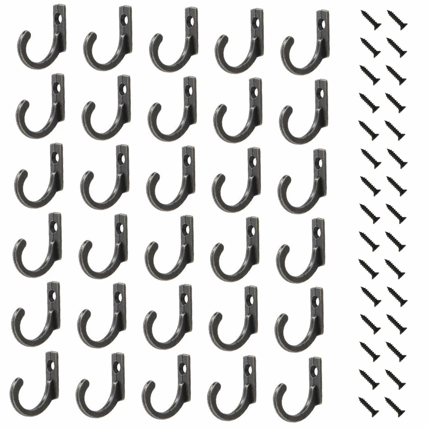 Ganci da Parete Vintage 30 Pezzi, Ganci Appendiabiti in Metallo per Cappotti e Cappelli