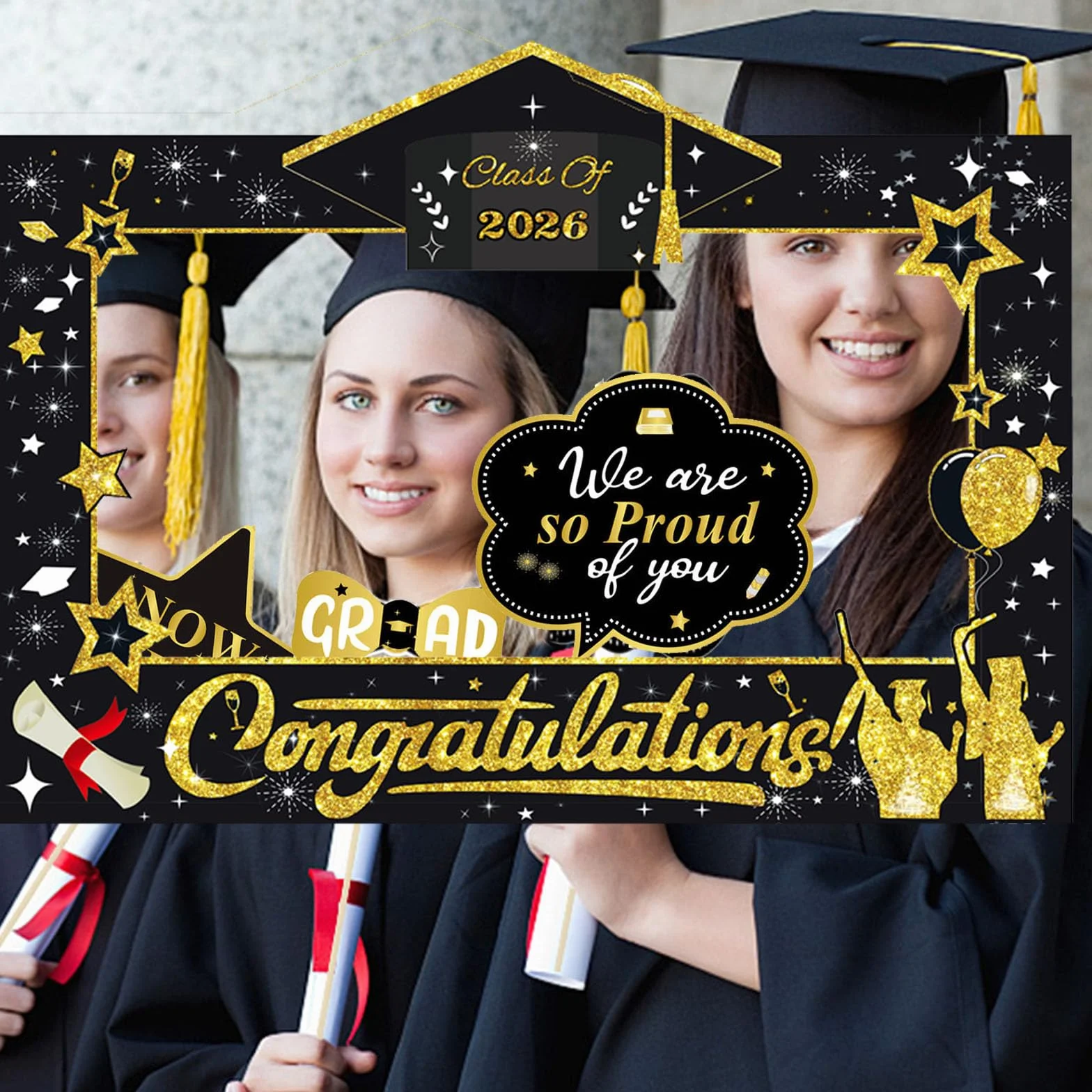 30 pz Foto Props Laurea Gadget, Cornice per Selfie in Carta, Alta Aualità Photo Booth Accessori, per 2026 Laurea Decorazioni Festa
