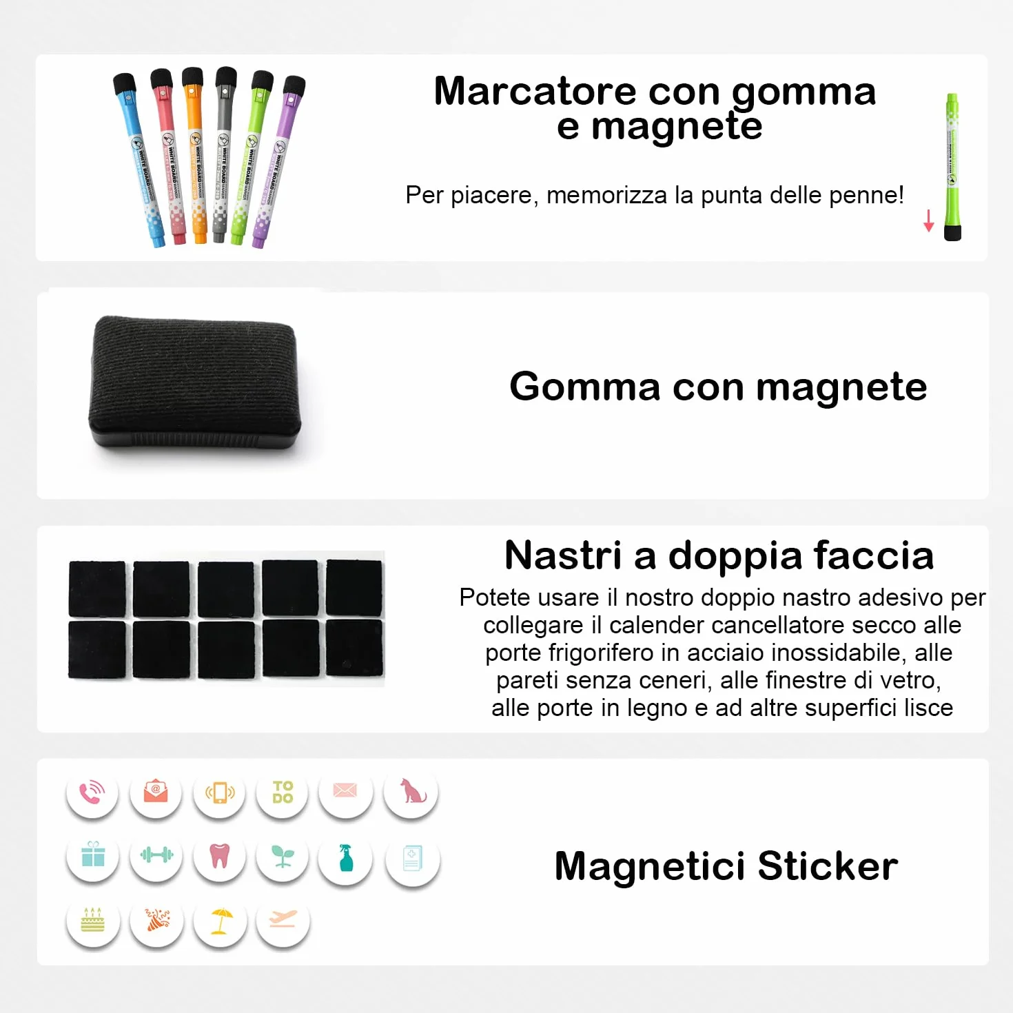 MCCORL Lavagna Settimanale Magnetica Frigo, Calendario Famiglia magnetico, To Do List,Planning Settimanale Cancellabile per Cucina 42×28cm -in italiano