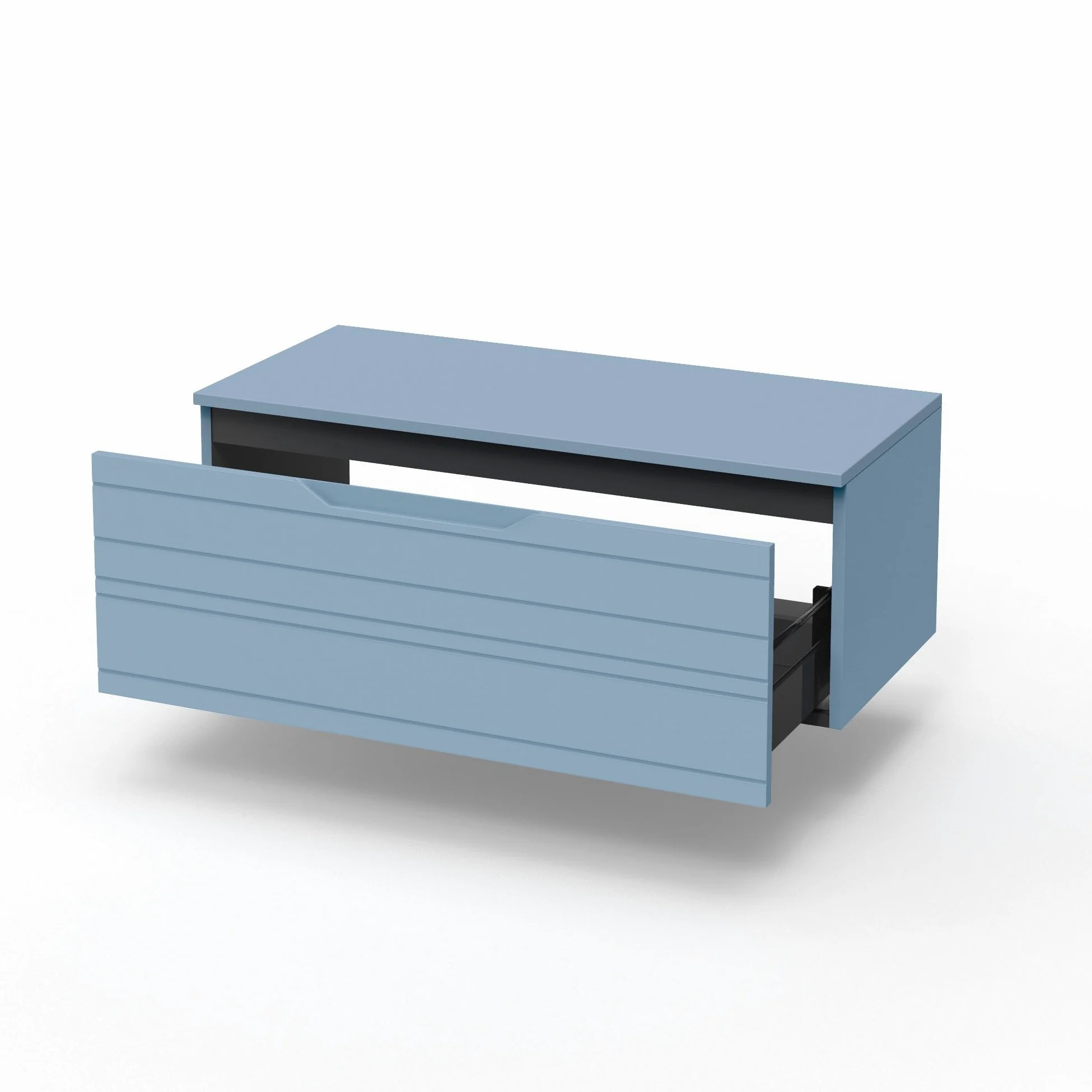 AQA DESIGN accessori casa base con top 1 cestone, frontale in MDF, finitura azzurro tiffany, top di copertura, nr1 cassetto con scorrimento e - Azzurro - 80x45x37 cm