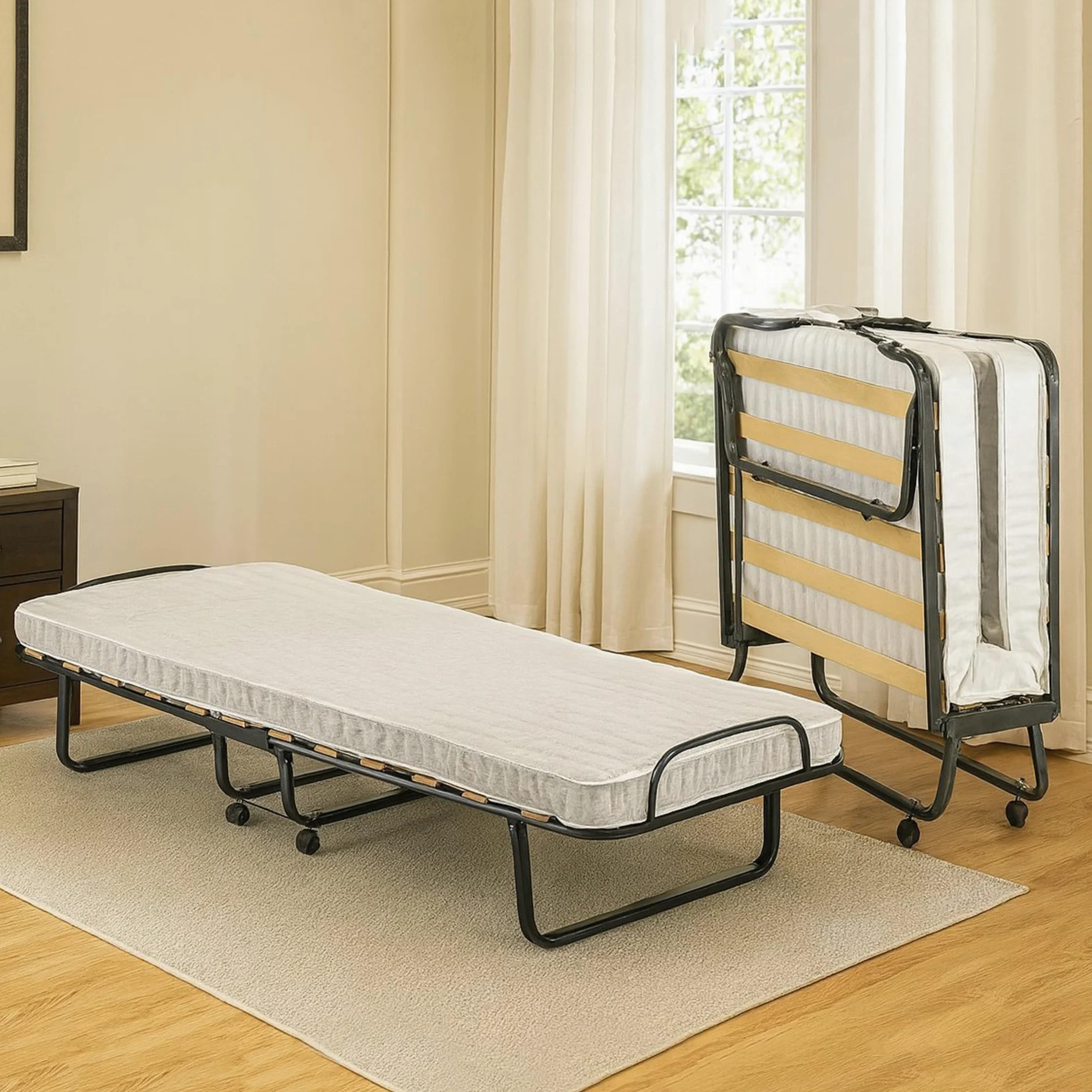 Talamo Italia Letto Pieghevole Deva, Brandina con Rete 12 doghe, Materasso Incluso, Lettino salvaspazio, 100% Made in Italy, 80x190h37 cm, Custodia Protettiva su Richiesta, Bianco, 190 cm