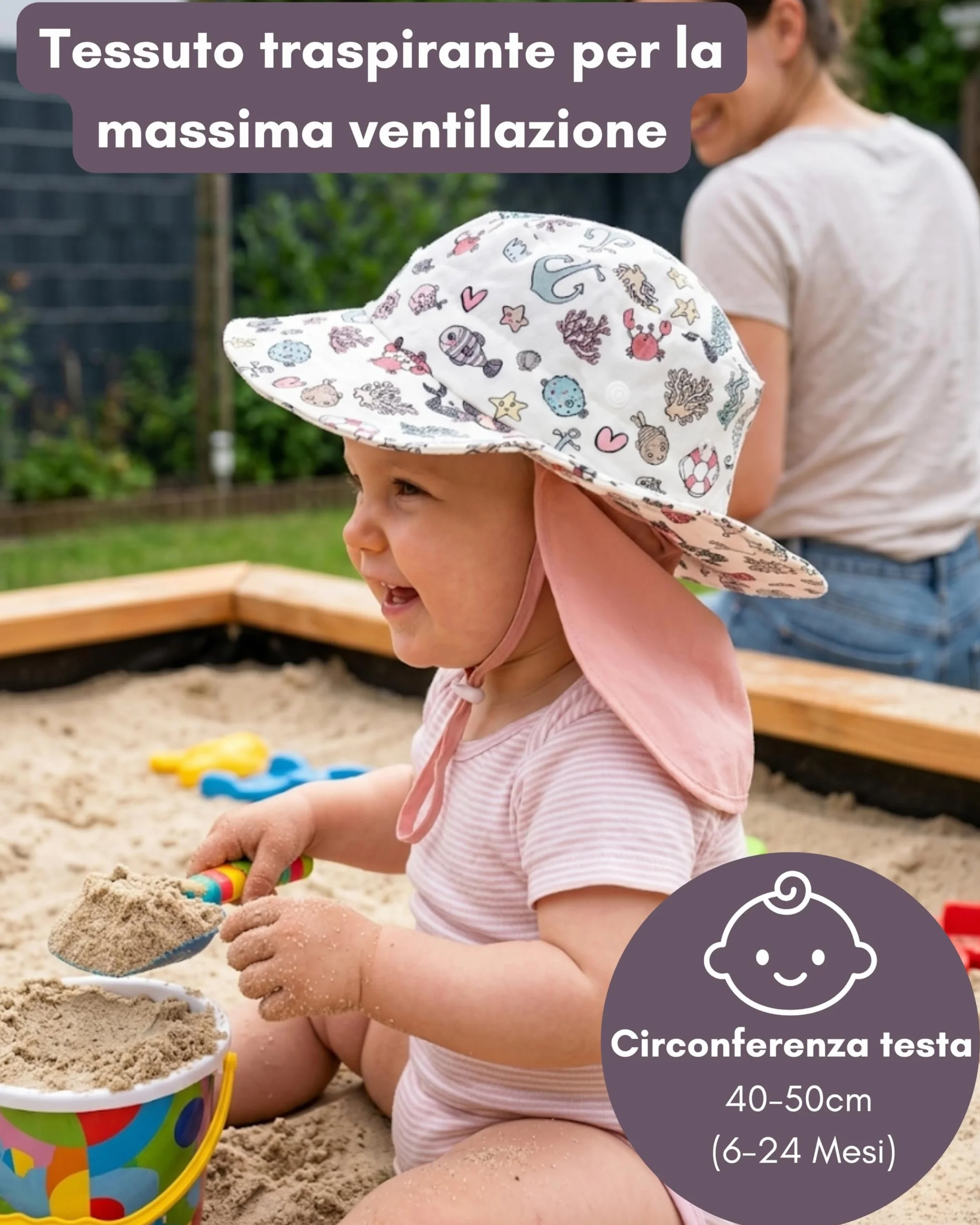 HECKBO Cappello Bambino UPF 50+ Cotone Dinosauro Sirena 6-24 Mesi