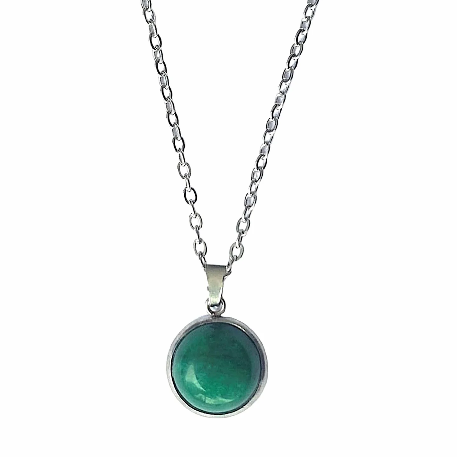 ASTER ALHELÍ Collana Donna Pietra Naturale Acciaio Inox Argentato Ciondolo Pietra Amuleto Protezione Regalo Originale