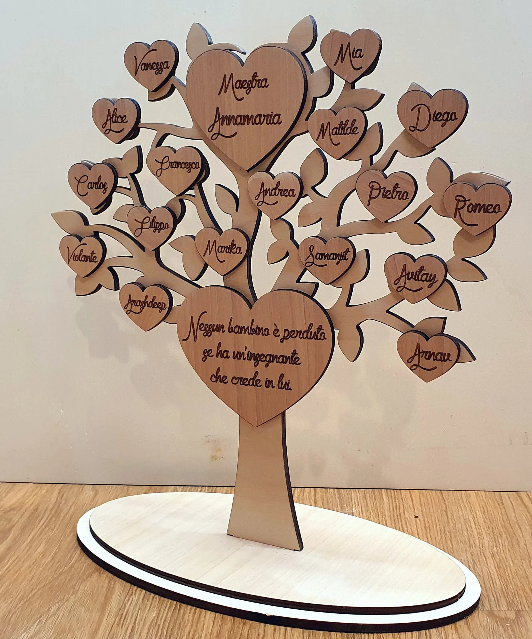 Albero della vita in legno personalizzato con nomi - regalo maestre nido, materna, elementari, mamma, compleanno