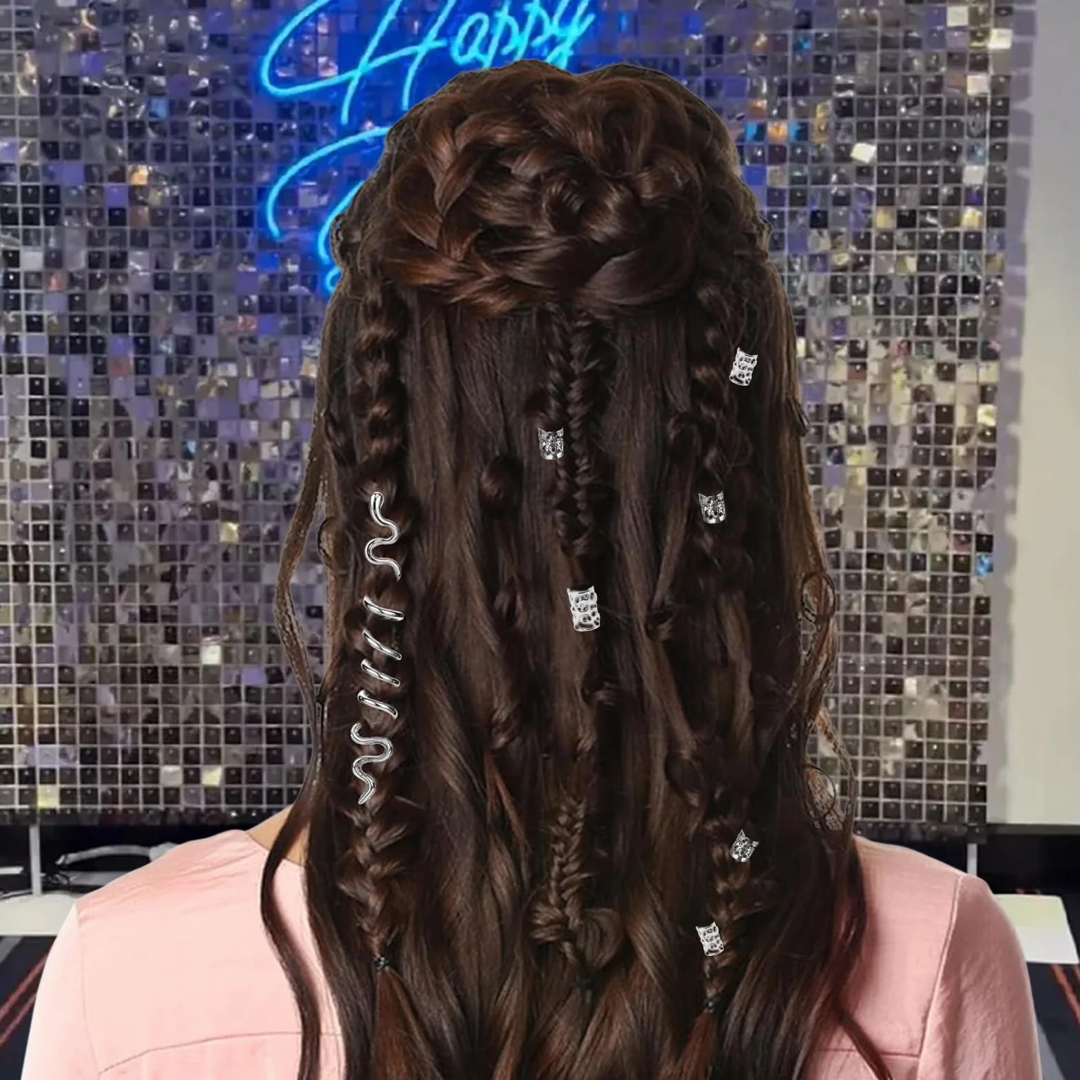 Accessori Capelli a Spirale in Argento 40 Pezzi per Festival Feste Matrimoni
