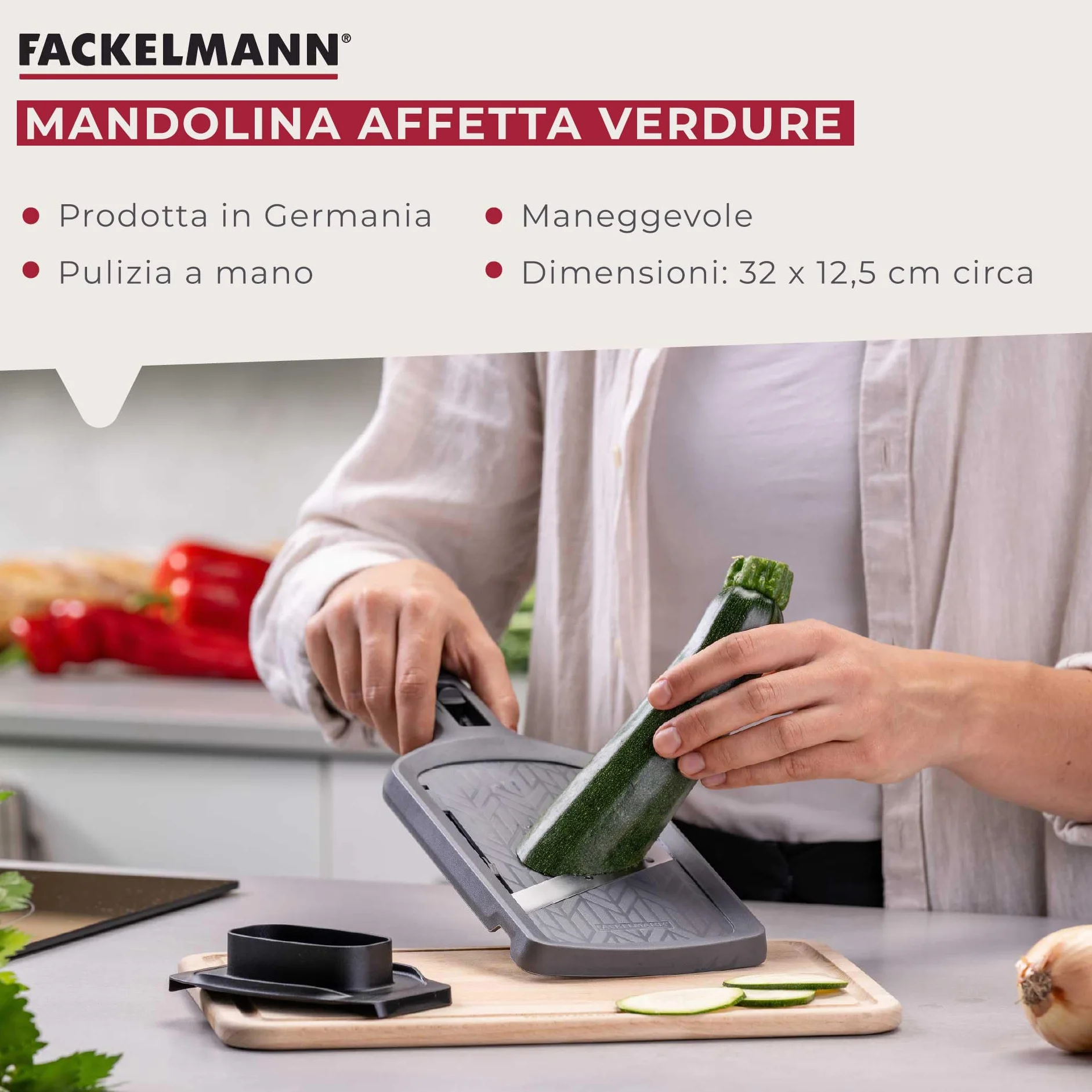 Fackelmann Mandolina affettaverdure regolabile lama acciaio inox 4 livelli taglio
