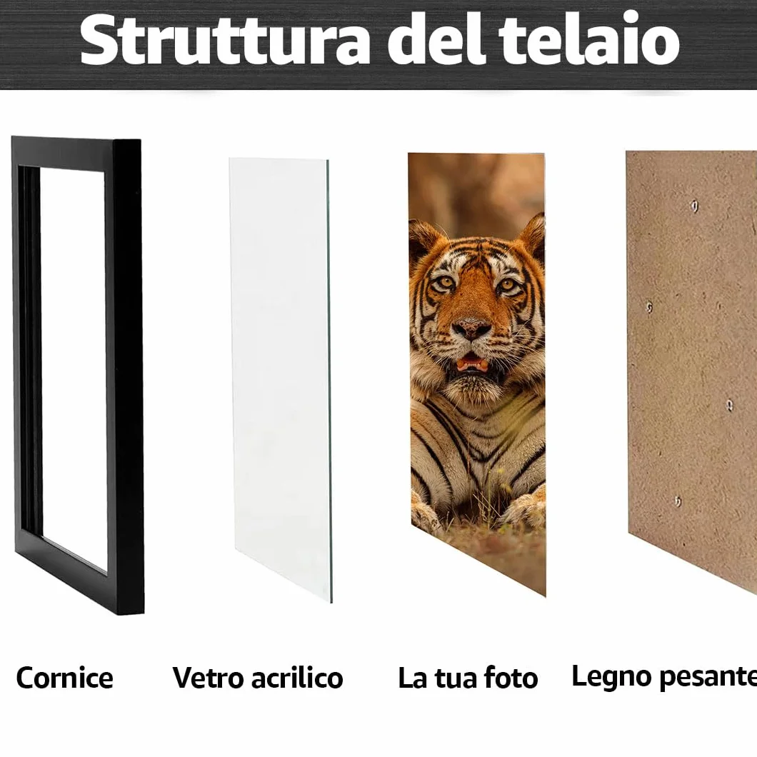 Estancia Cornice Portafoto Nera 20x30 cm Vetro Plexi Infrangibile