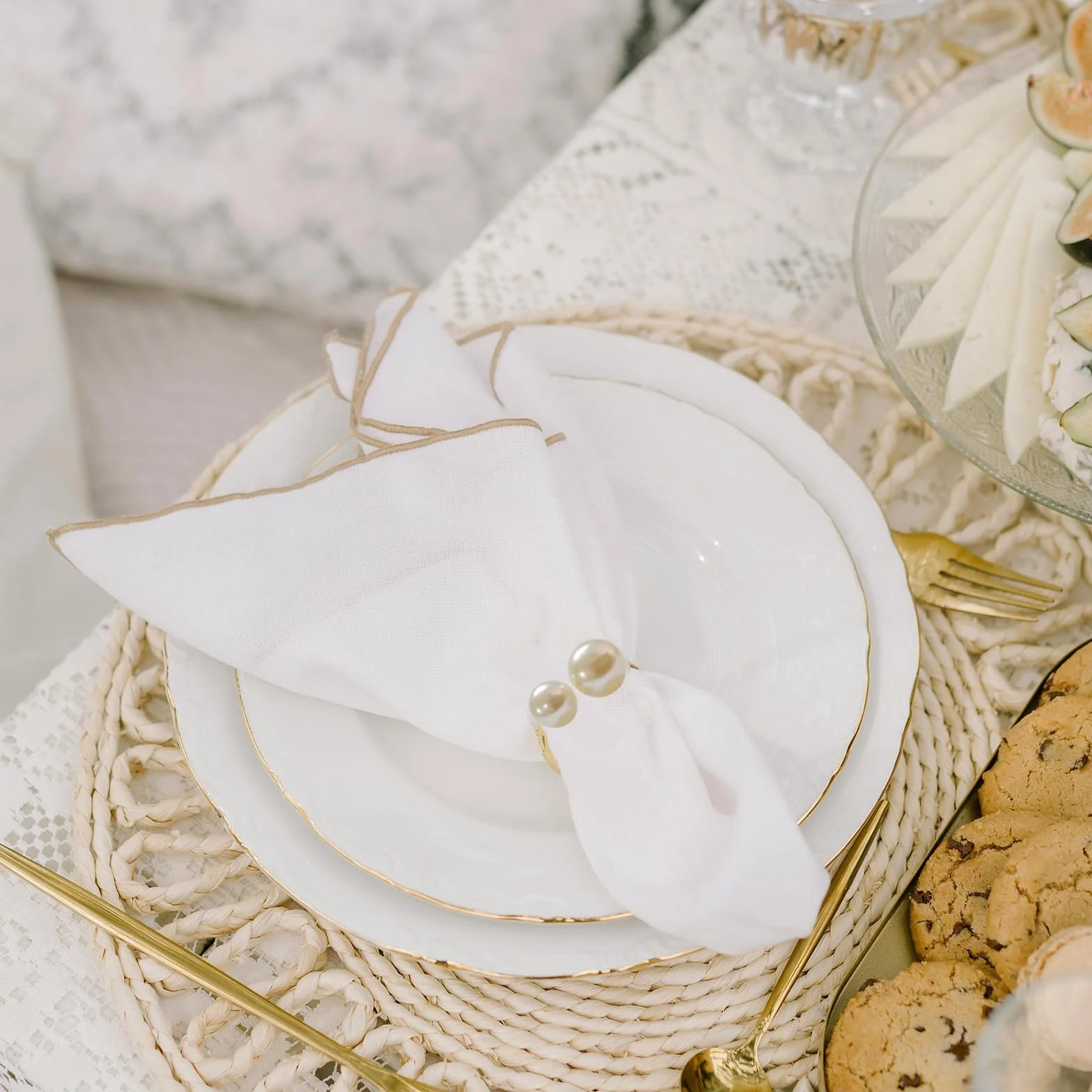 Set di 6 Anelli Porta Tovaglioli Oro con Perle, Portatovaglioli Eleganti in Metallo Dorato, Anelli di Tovagliolo per Decorazioni Matrimonio, Festa, Natale, Compleanno, Anniversario, Hotel e Ristorante