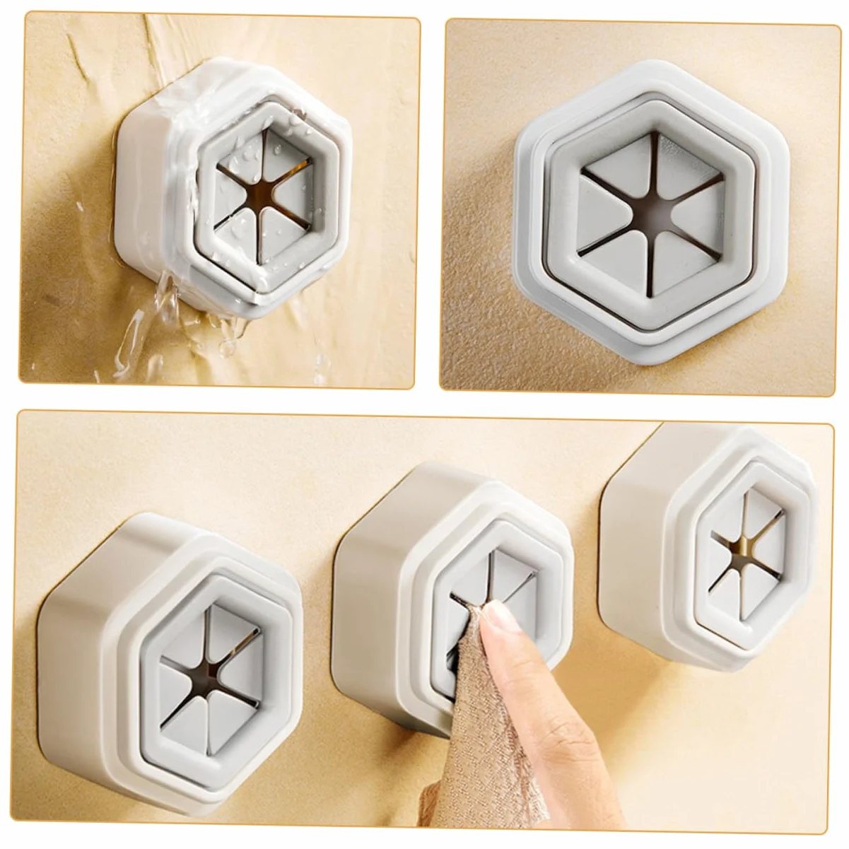 Ganci Per Asciugamani Autoadesivi Da Parete 4 Pezzi ABS PVC Bianco Grigio Design