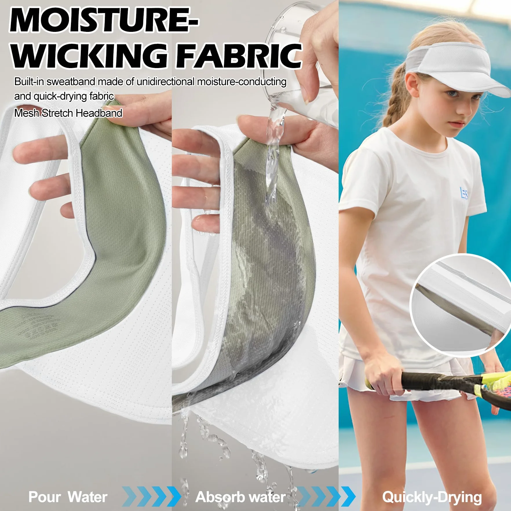 Sukeen Cappellino da donna UV protezione visiera parasole bambini 5-12 anni asciugatura rapida elastico traspirante