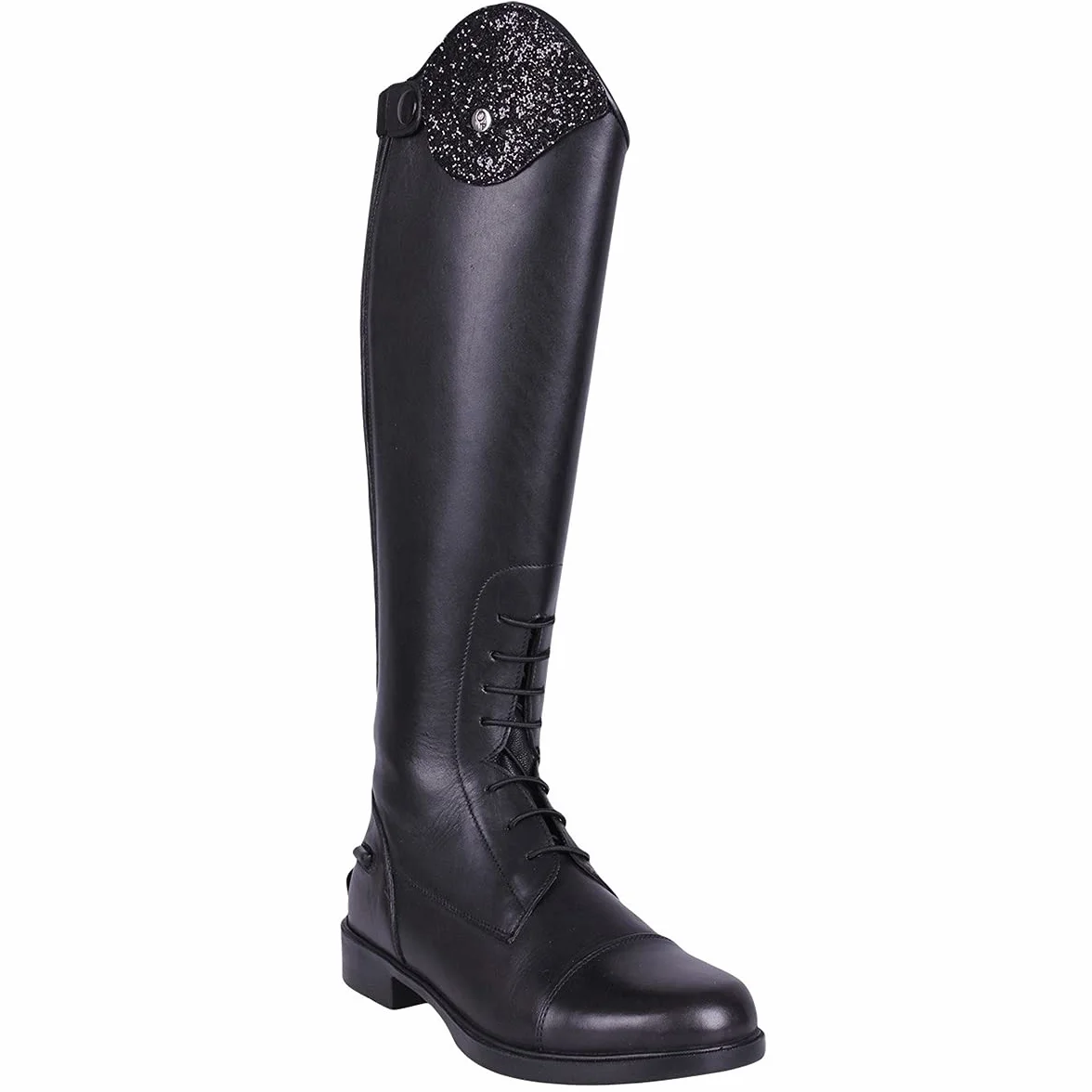 QHP Romy Stivali da equitazione in pelle design intercambiabile nero larghezza polpaccio