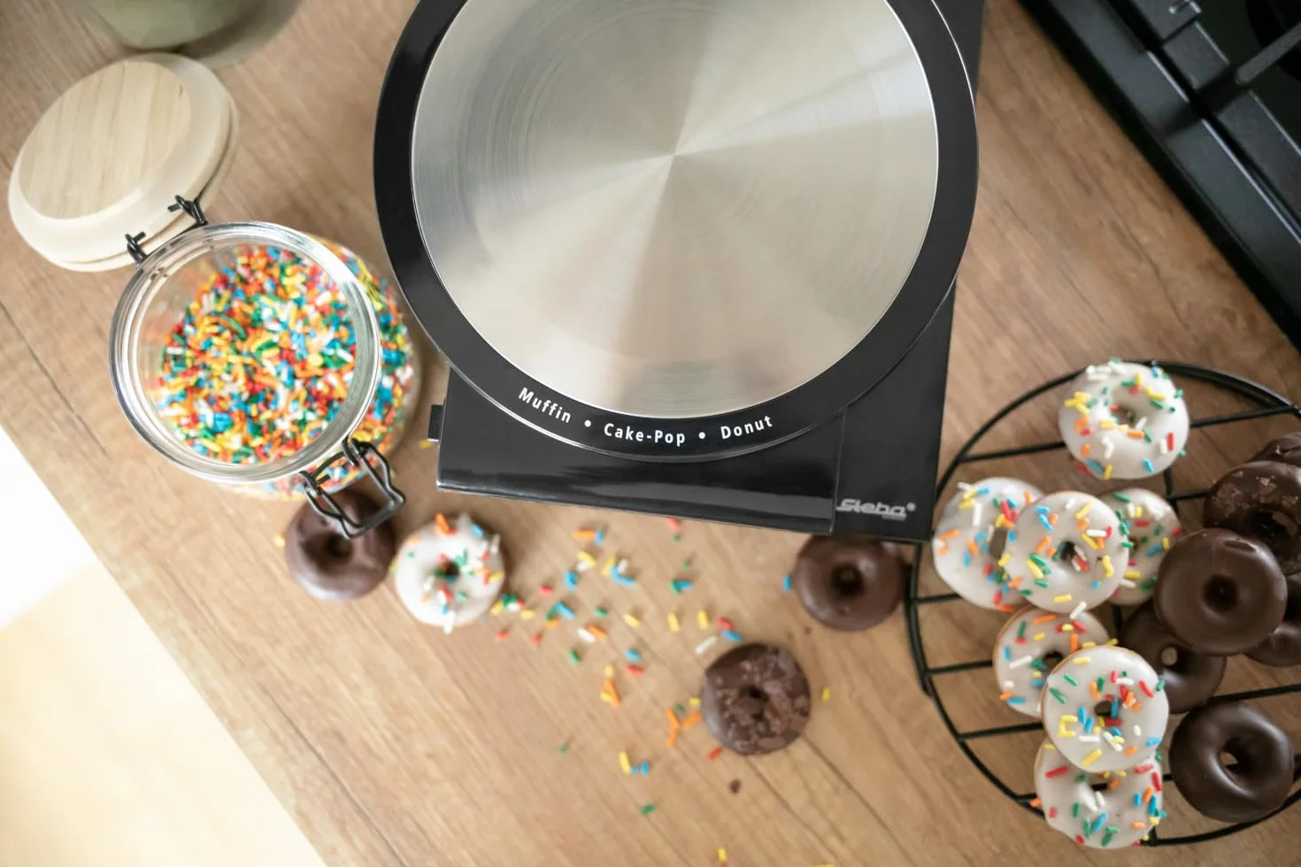 Steba Elettrodomestici Cake Maker 3 in 1, piastre antiaderenti per cake pop muffin ciambelle