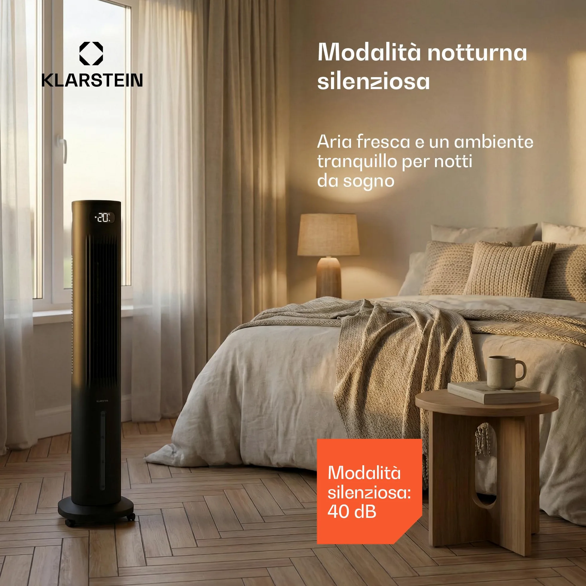 KLARSTEIN Raffrescatore Evaporativo, 5L Serbatoio, 300 m³/h, Timer 24h, Telecomando, App, Raffrescatore Portatile per Casa & Camera da Letto, Black
