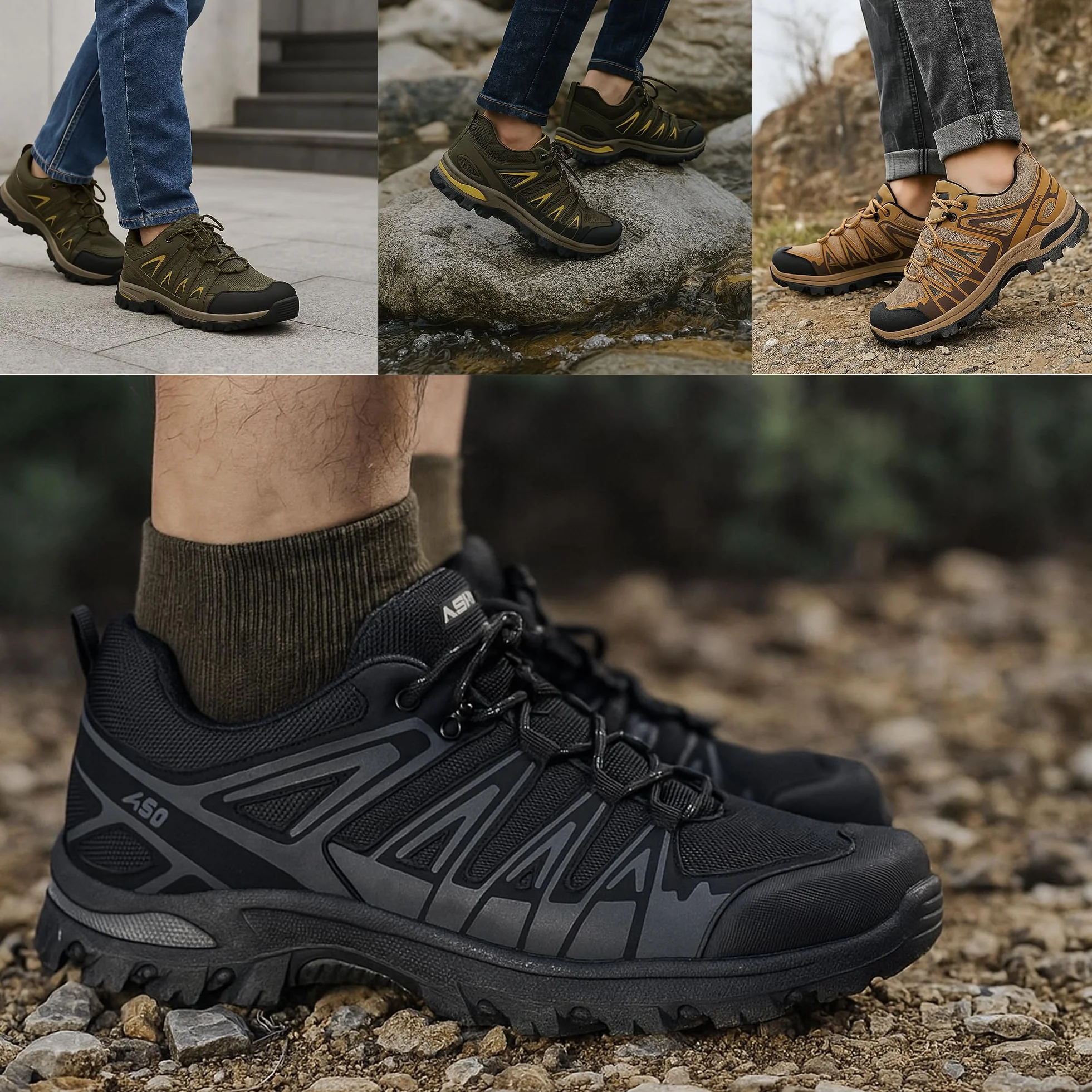 JOMIX Scarpe Uomo da Trekking Leggere Sneakers Outdoor Traspiranti per Escursioni con Suola Antiscivolo Scarpe Camminnata da Montagna e Campeggio