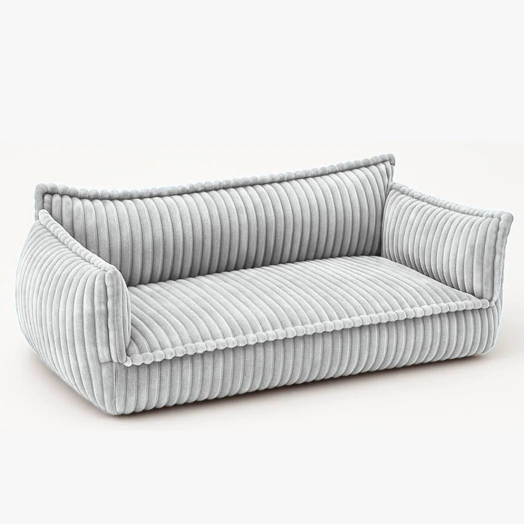 chilly pilley Divano Per Bambini In Velluto A Coste, Comodo Divano Per Bambini Con Motivo A Coste (Grigio Chiaro)