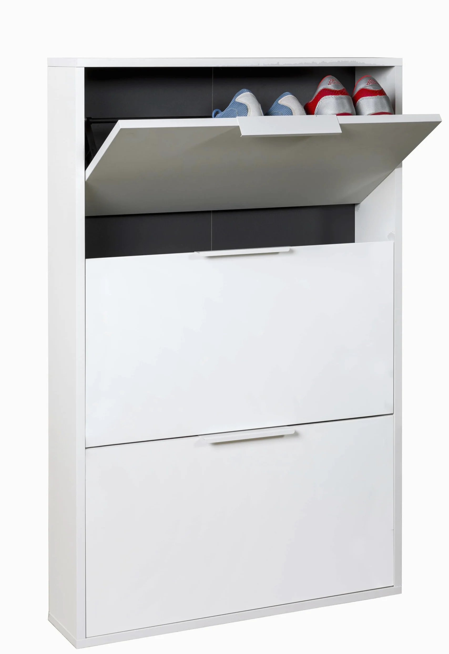 Composad | Scarpiera Slim della Linea ESPRESSO con 3 Ribalte, Scarpiera Salvaspazio, per Ingresso, Ripostiglio, Portascarpe, (LxAxP) 65x105,5x15 cm, Colore Bianco laccato, Made in Italy