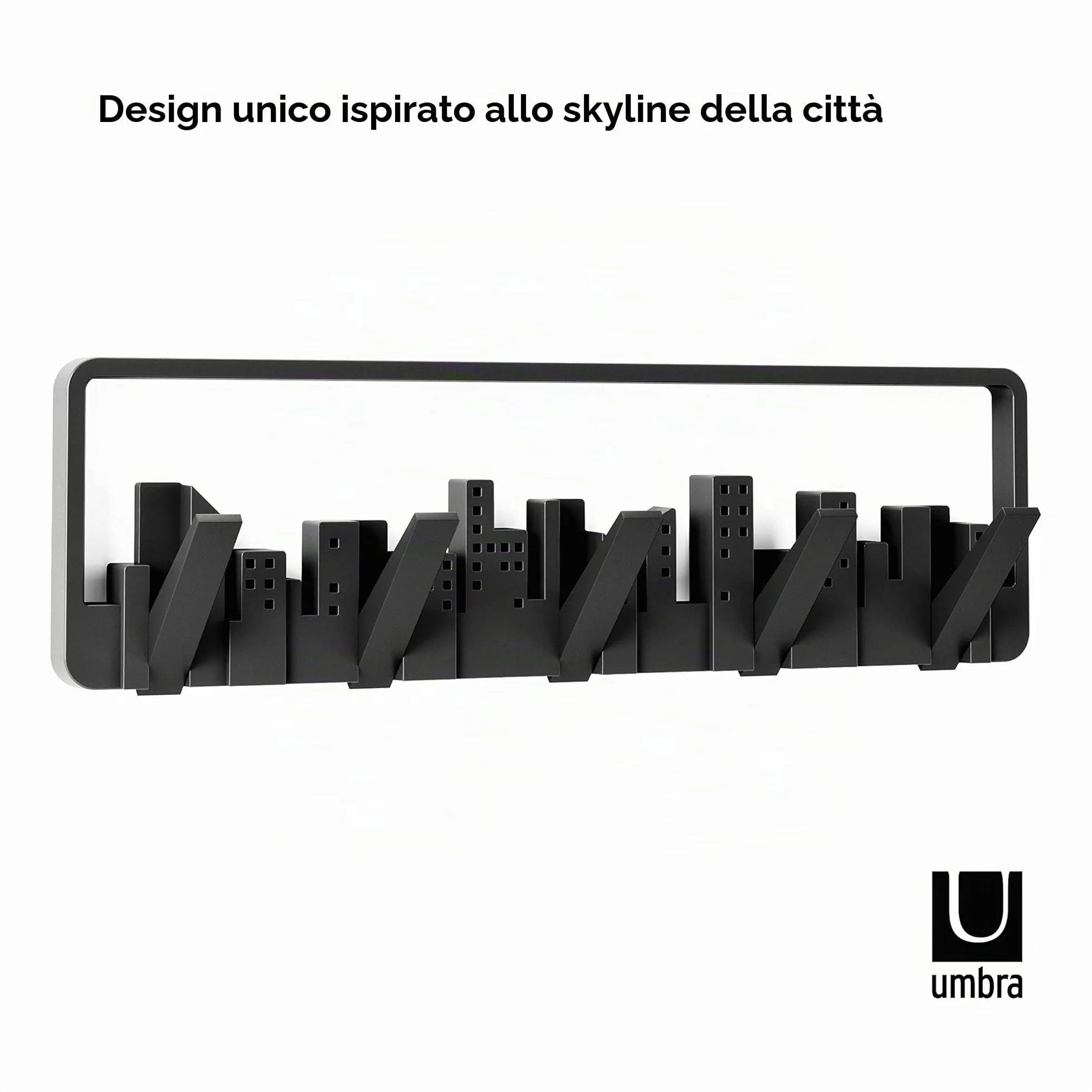 Umbra Skyline appendiabiti da parete 5 ganci retrattili nero