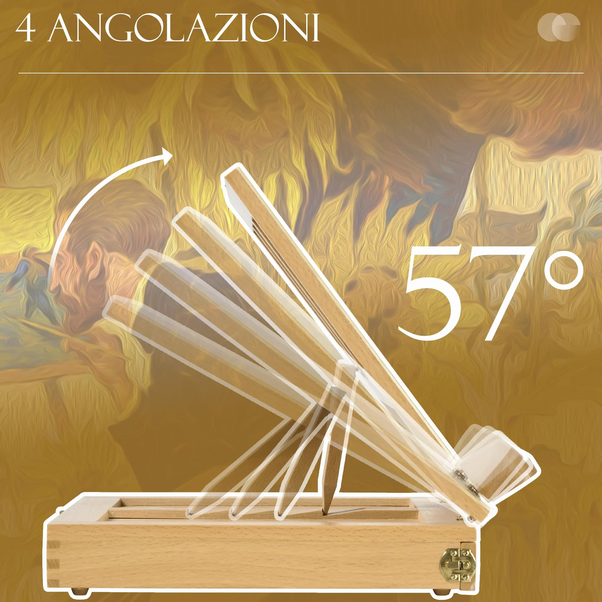 Vinsetto Cavalletto per Pittura Pieghevole Legno Faggio Angolazione Regolabile 33.5x26x26 cm
