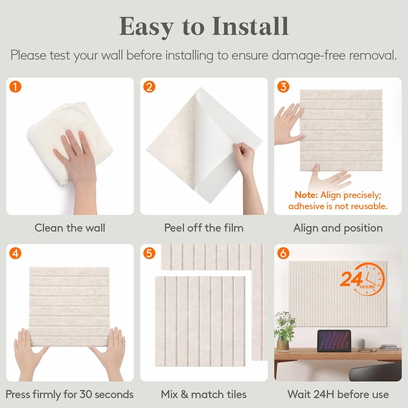 Lifewit Bacheca Adesiva in Feltro di Alta Qualità, Set da 12 Pannelli-120x90 cm, Ideale per Organizzare Note e Foto in Ufficio o a Casa, 50 Puntine Incluse, Alternativa Decorativa al Sughero, Beige