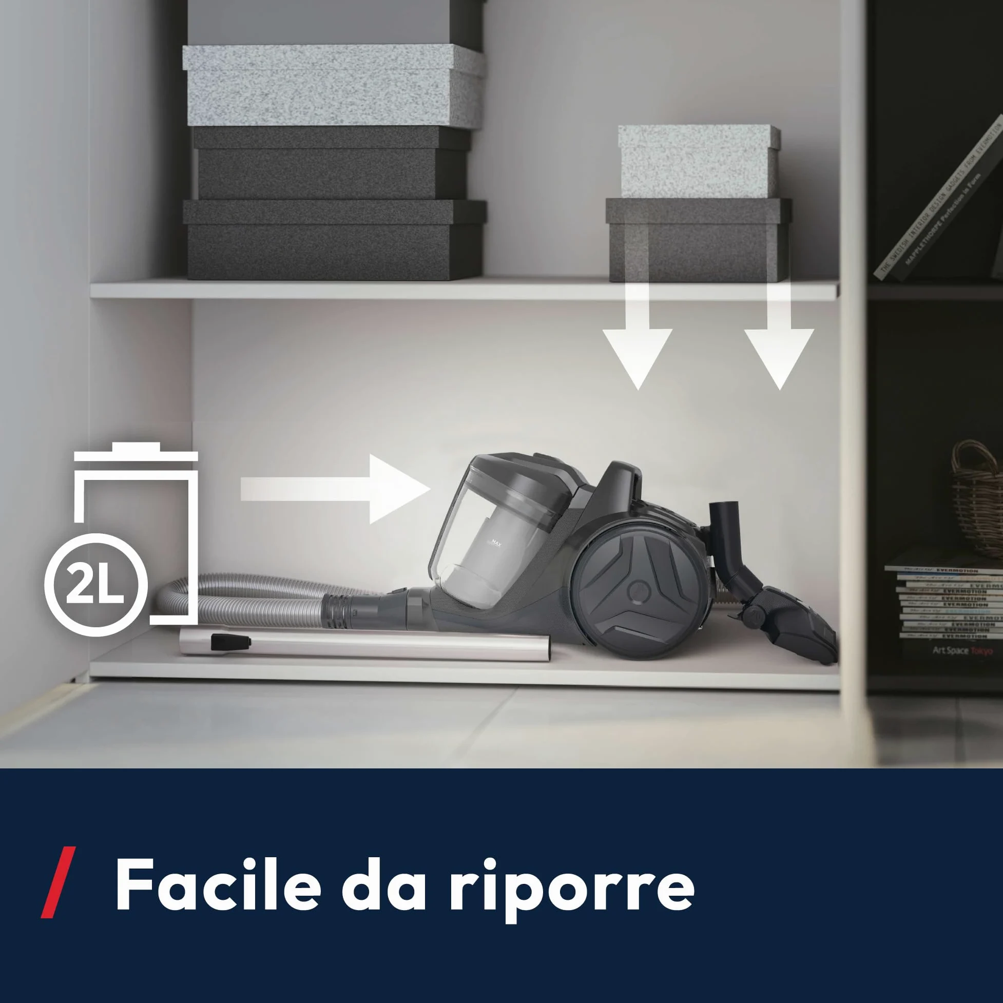 Hoover Aspirapolvere a traino senza sacco potente e compatto HP1 per tappeti, pavimenti duri e delicati, Leggero e con filo, Contenitore 2L, Spazzola Parquet, Raggio d'azione 7,5 m [HPZ107HM]