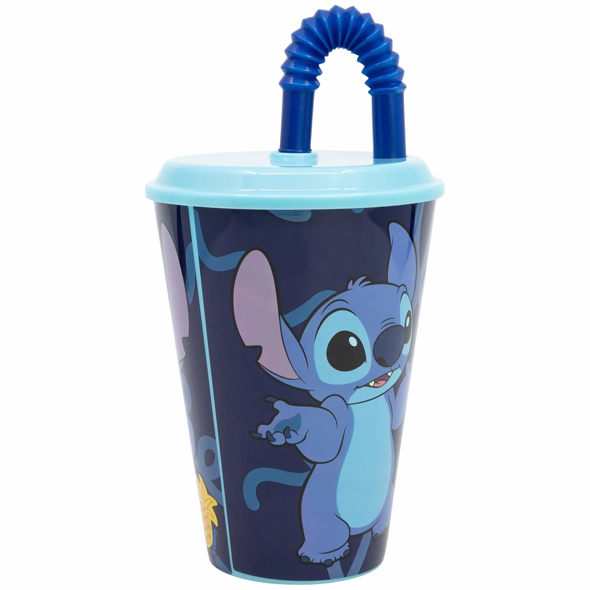 Disney Stitch Bicchiere plastica bambini 430 ml senza BPA riutilizzabile con cannuccia coperchio