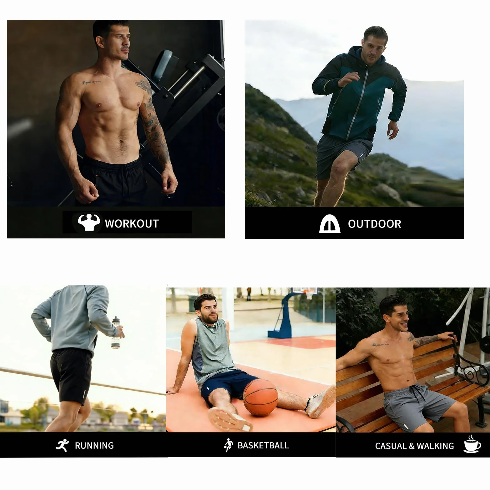 SHAGGA Pantaloncini da Uomo 3 Pezzi Leggeri Asciugatura Rapida Sportivi con Cucitura Interna 7 e Tasche con Cerniera per Corsa Fitness Jogging